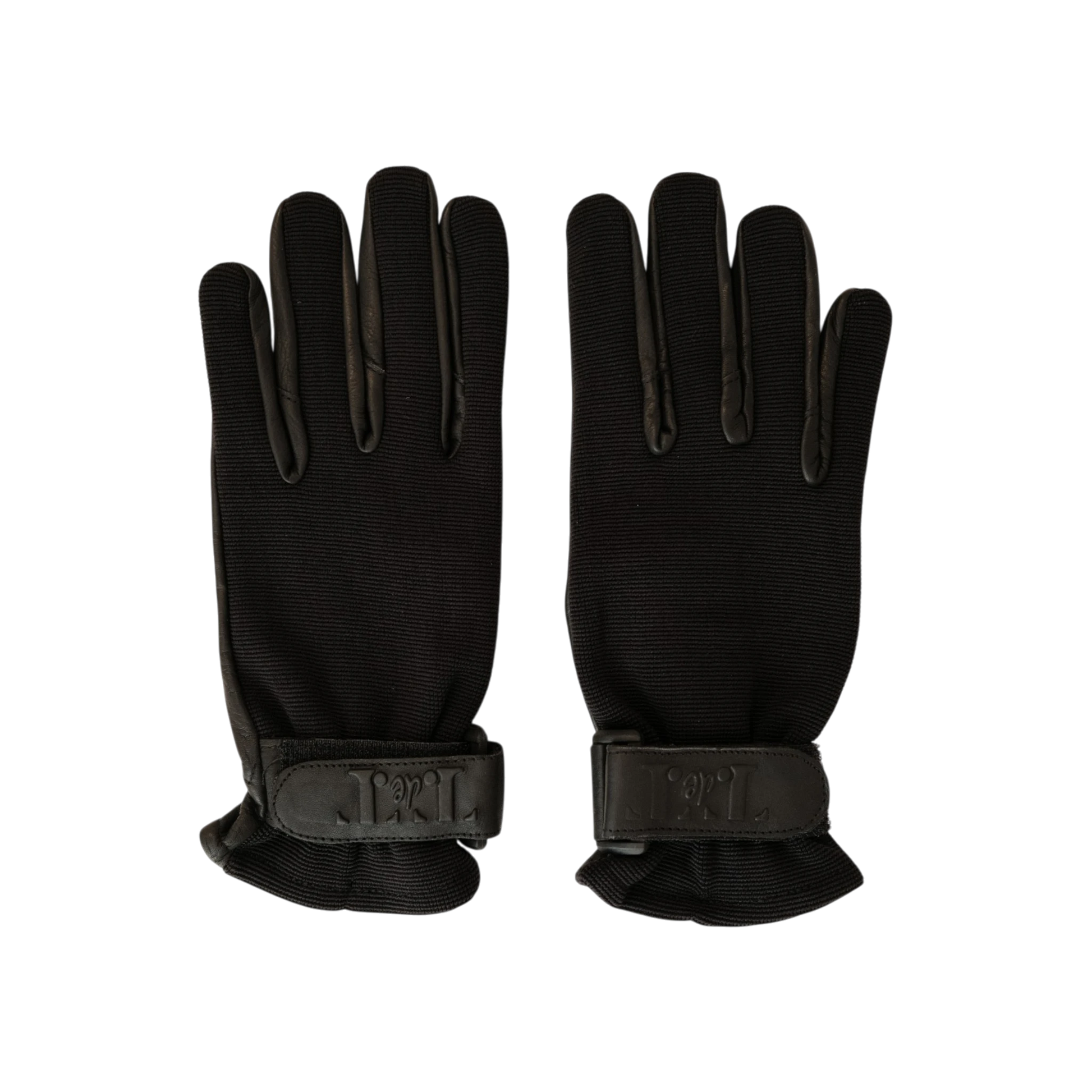 TdeT-Gants equitation cuir et maille noir