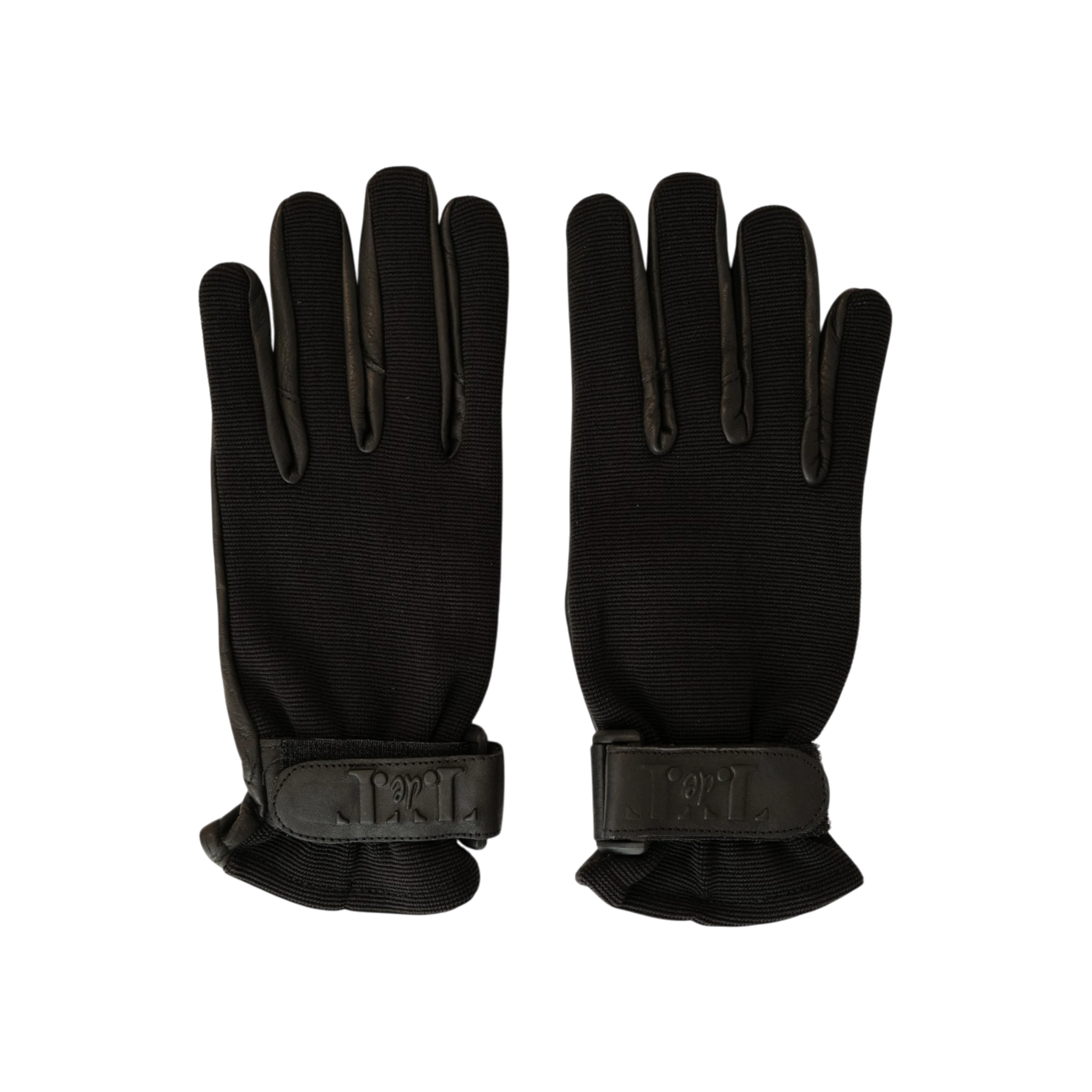 TdeT-Gants equitation cuir et maille noir