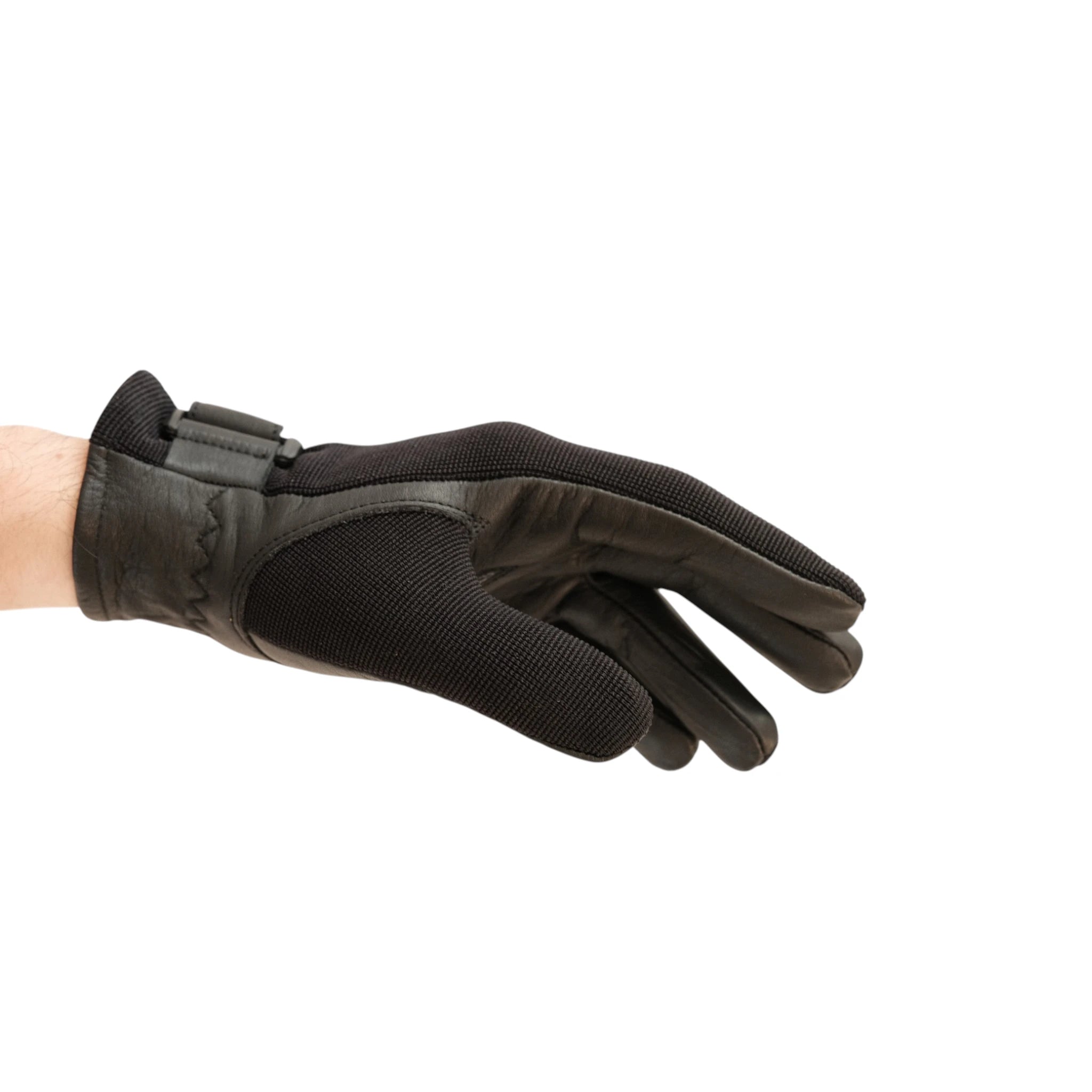 TdeT-Gants equitation cuir et maille noir