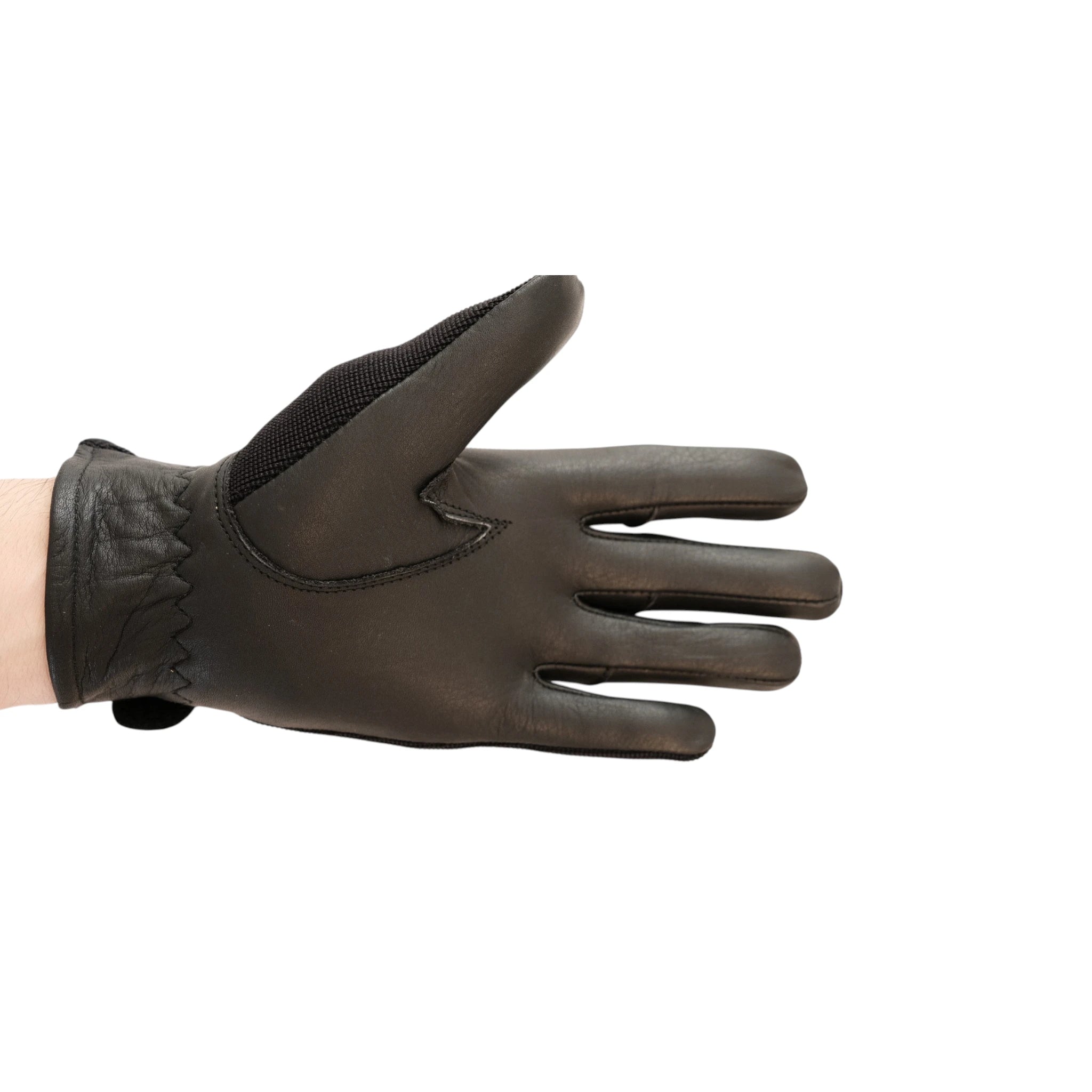 TdeT-Gants equitation cuir et maille noir