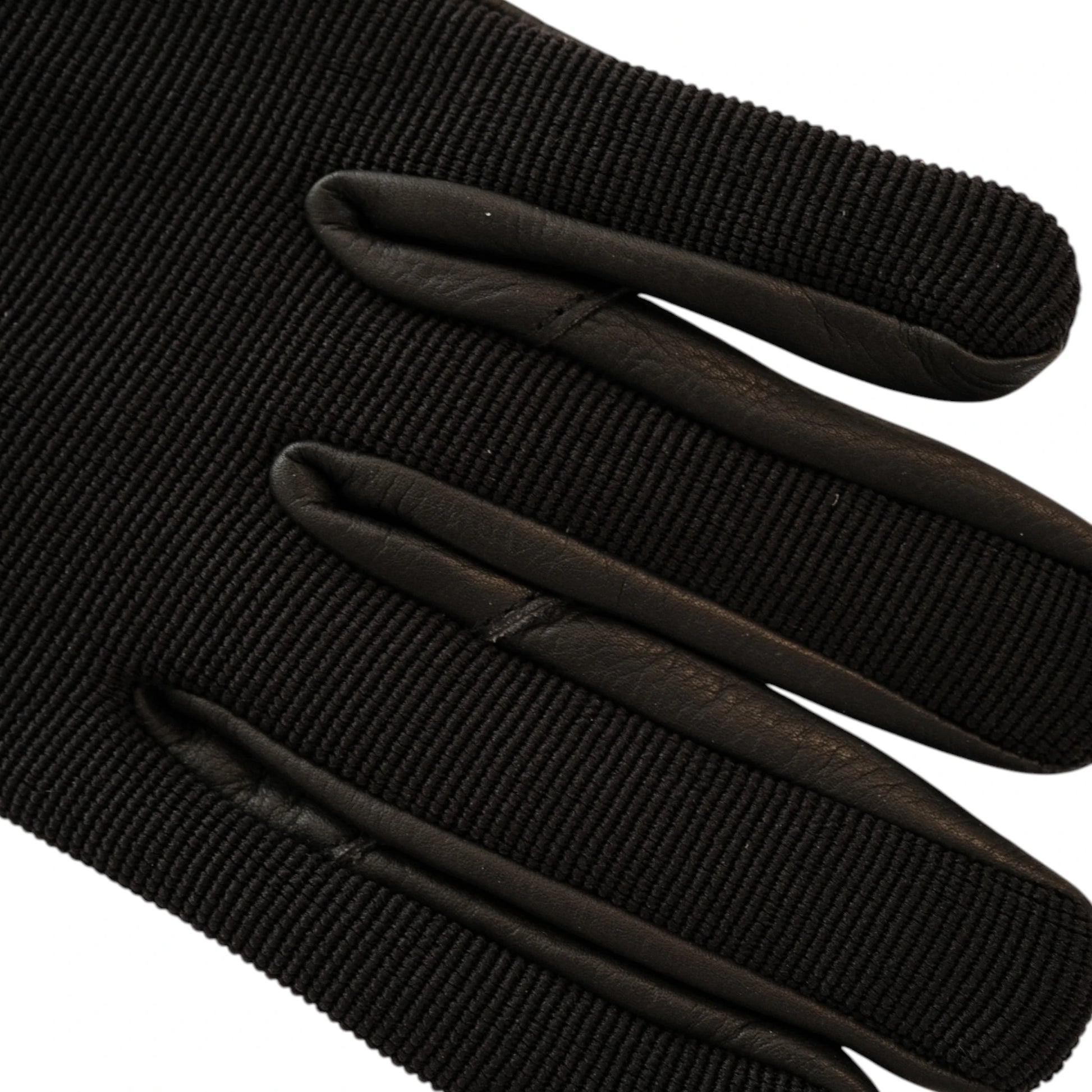 TdeT-Gants equitation cuir et maille noir