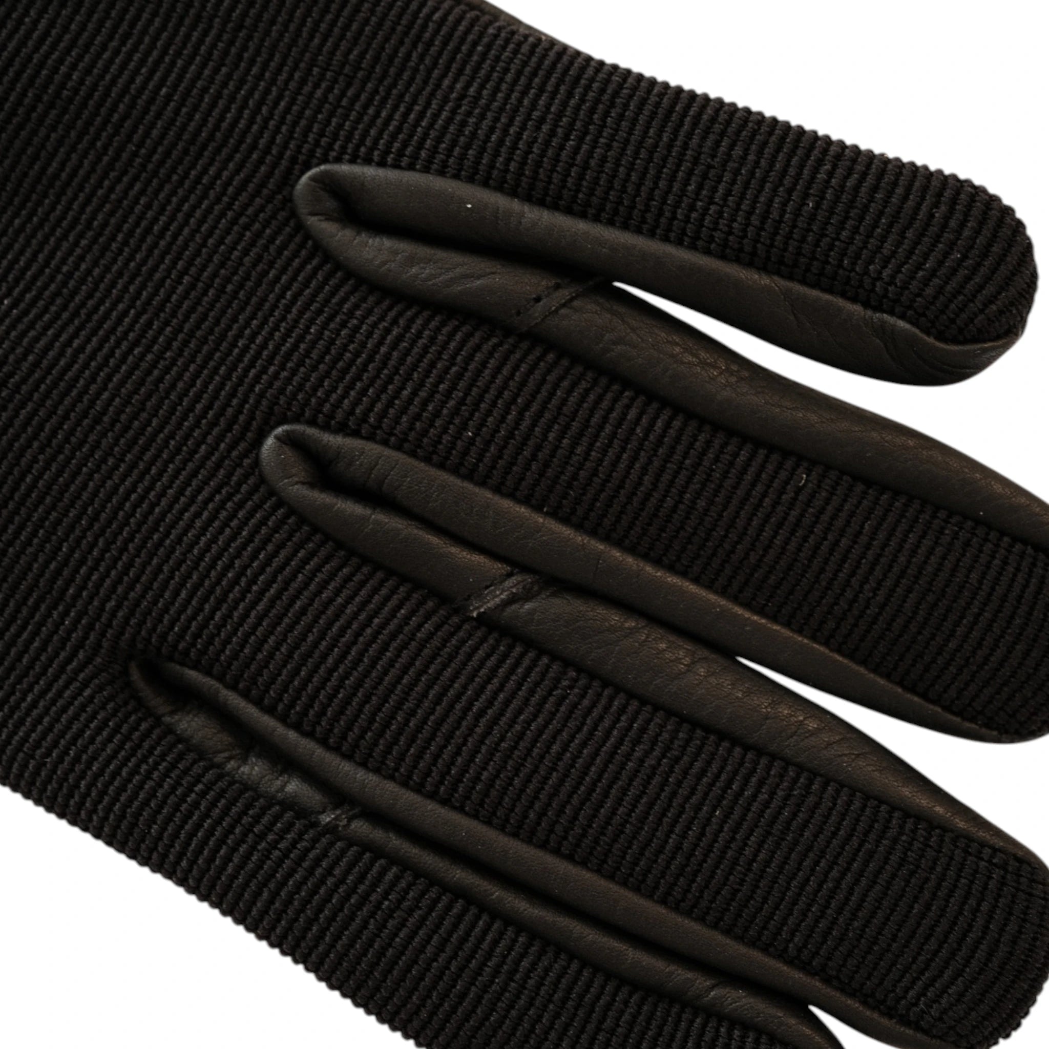 TdeT-Gants equitation cuir et maille noir