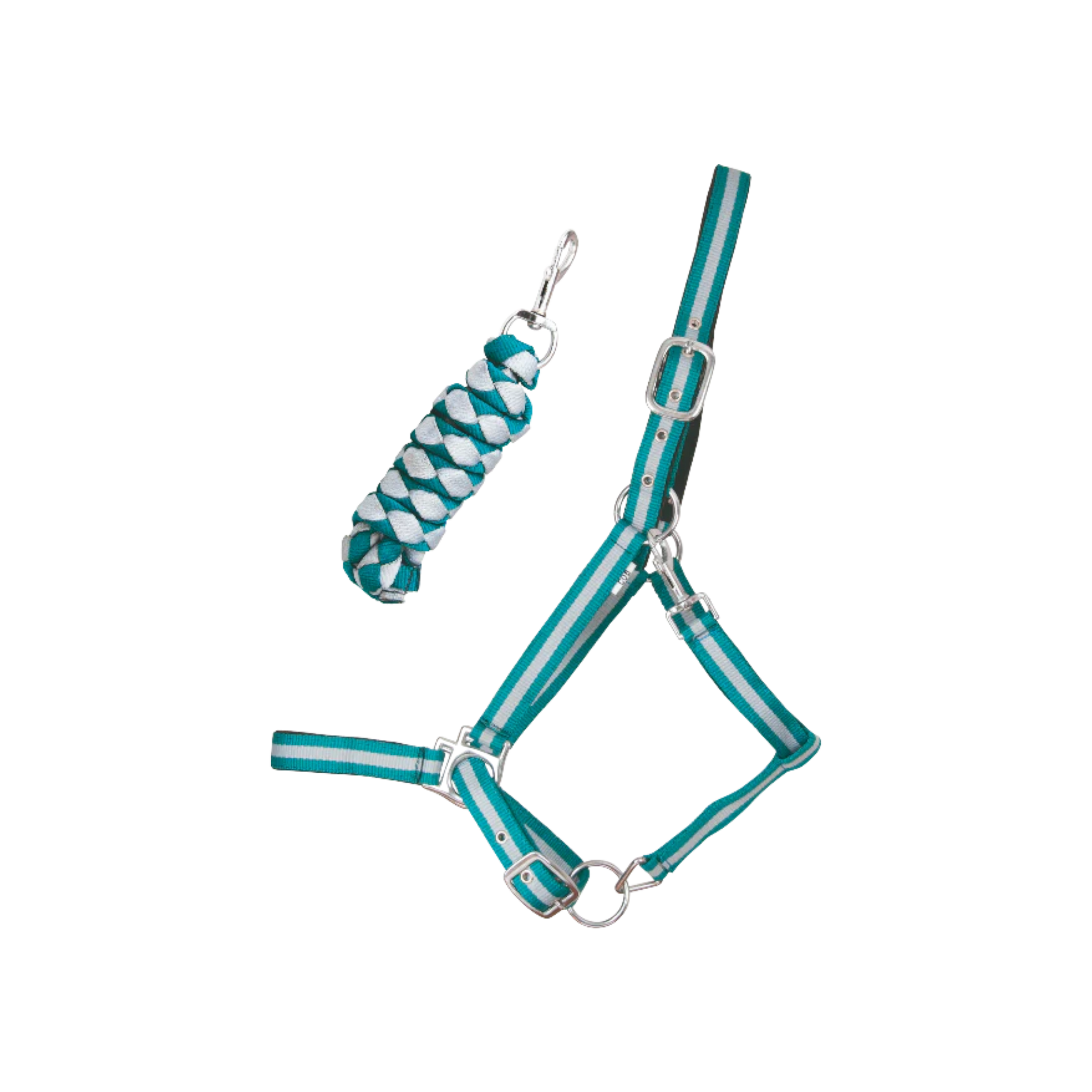 TdeT - Licol synthétique doublé suédine et longe américaine turquoise/ gris