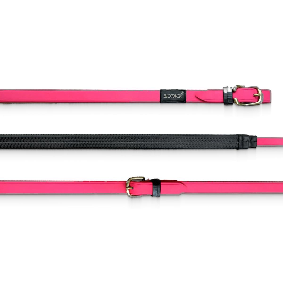 TdeT - Rênes biotack et caoutchouc gros picots fuchsia