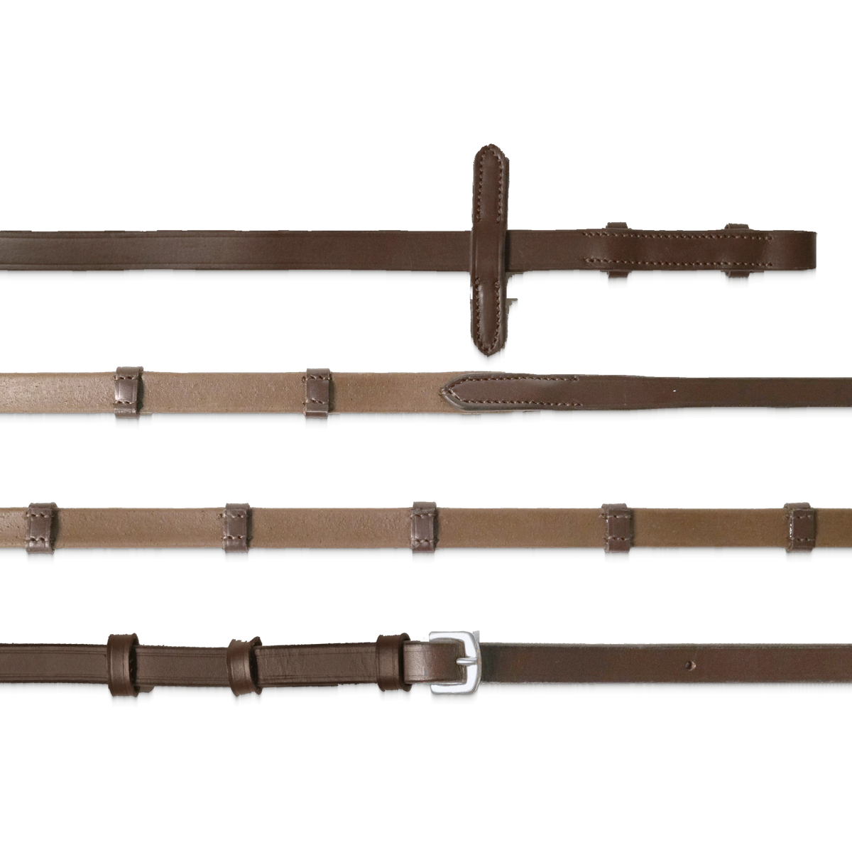 TdeT - Rênes ultra-grip à arrêtoirs havane foncé