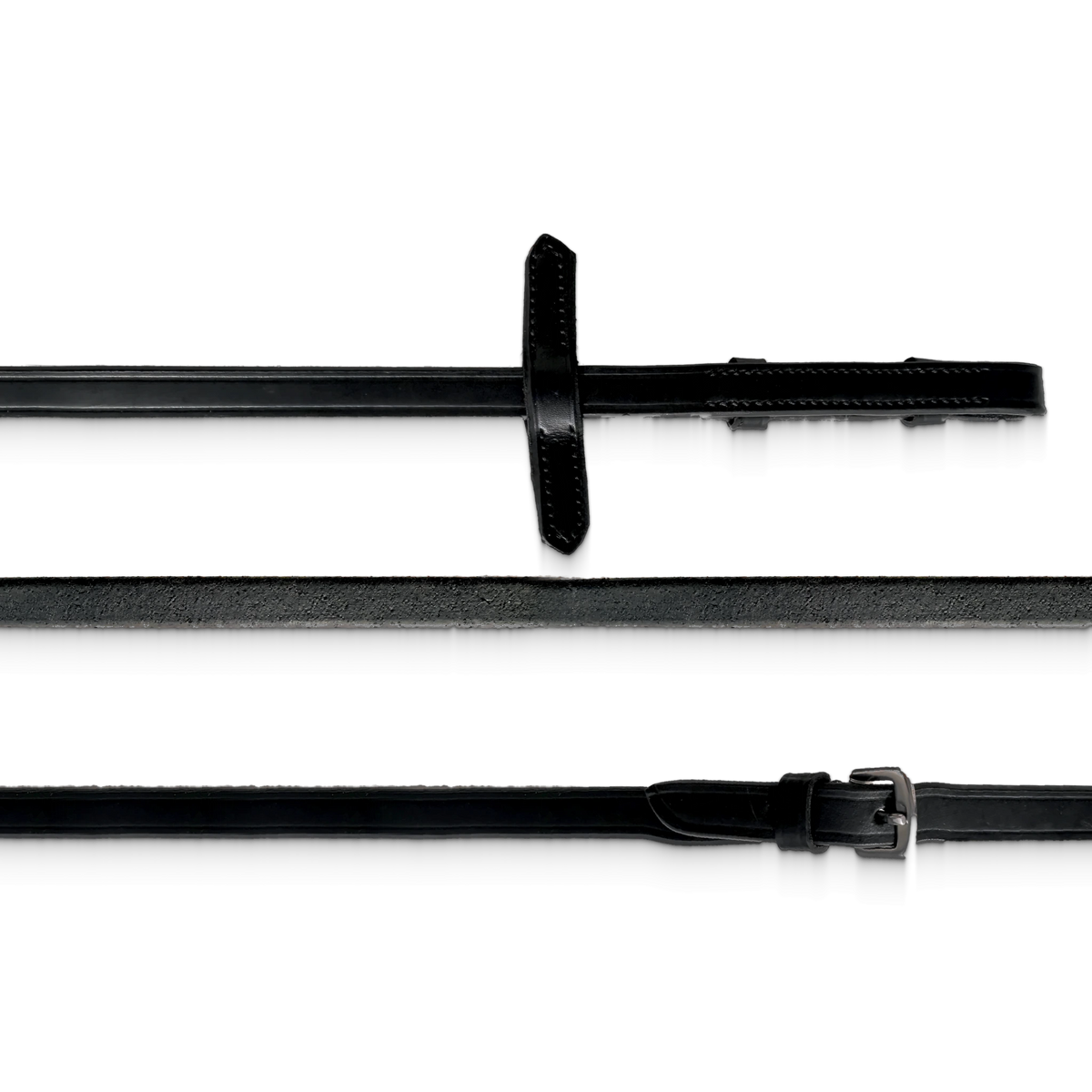 TdeT - Rênes ultra-grip lisses noir