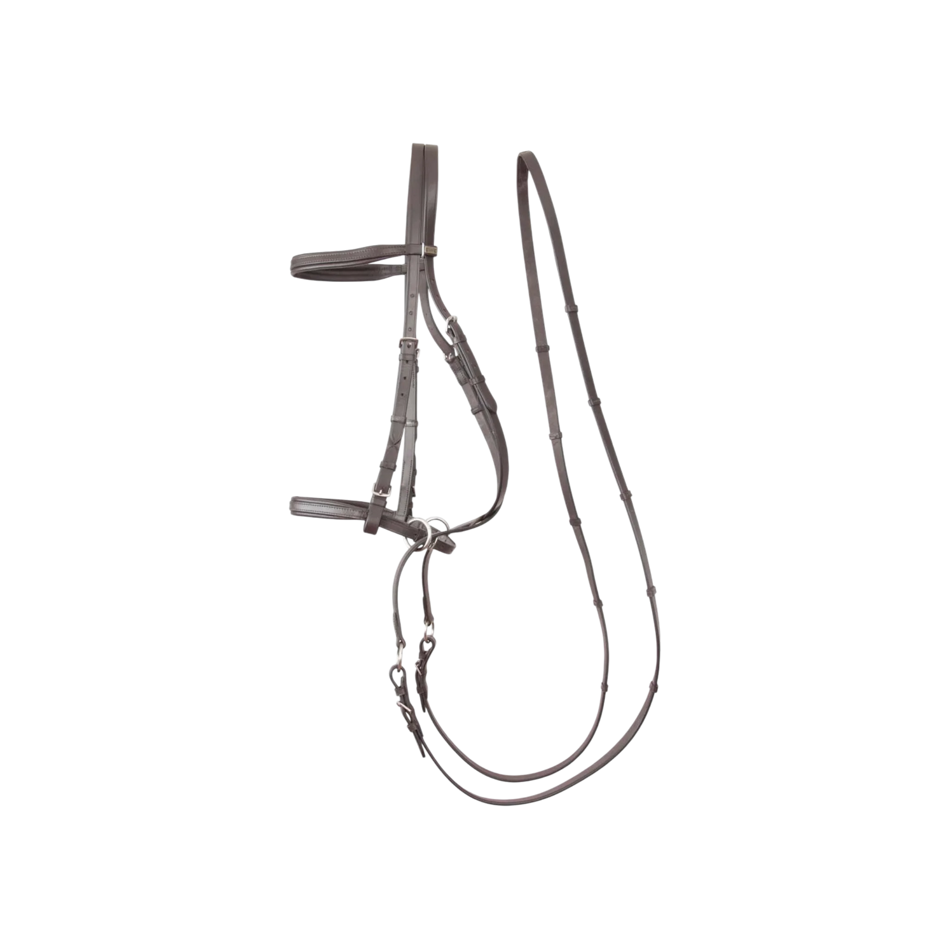 TdeT - Bridon classique Bitless avec rênes havane foncé