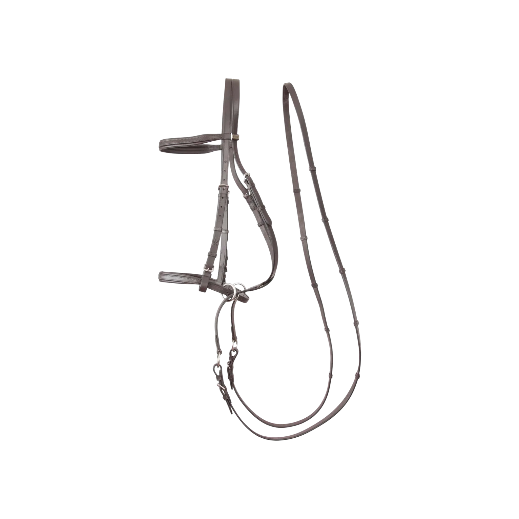 TdeT - Bridon classique Bitless avec rênes havane foncé