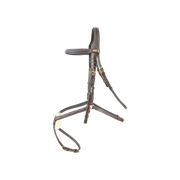 TdeT - Bridon classique Kessel muserolle croisée avec rênes havane foncé