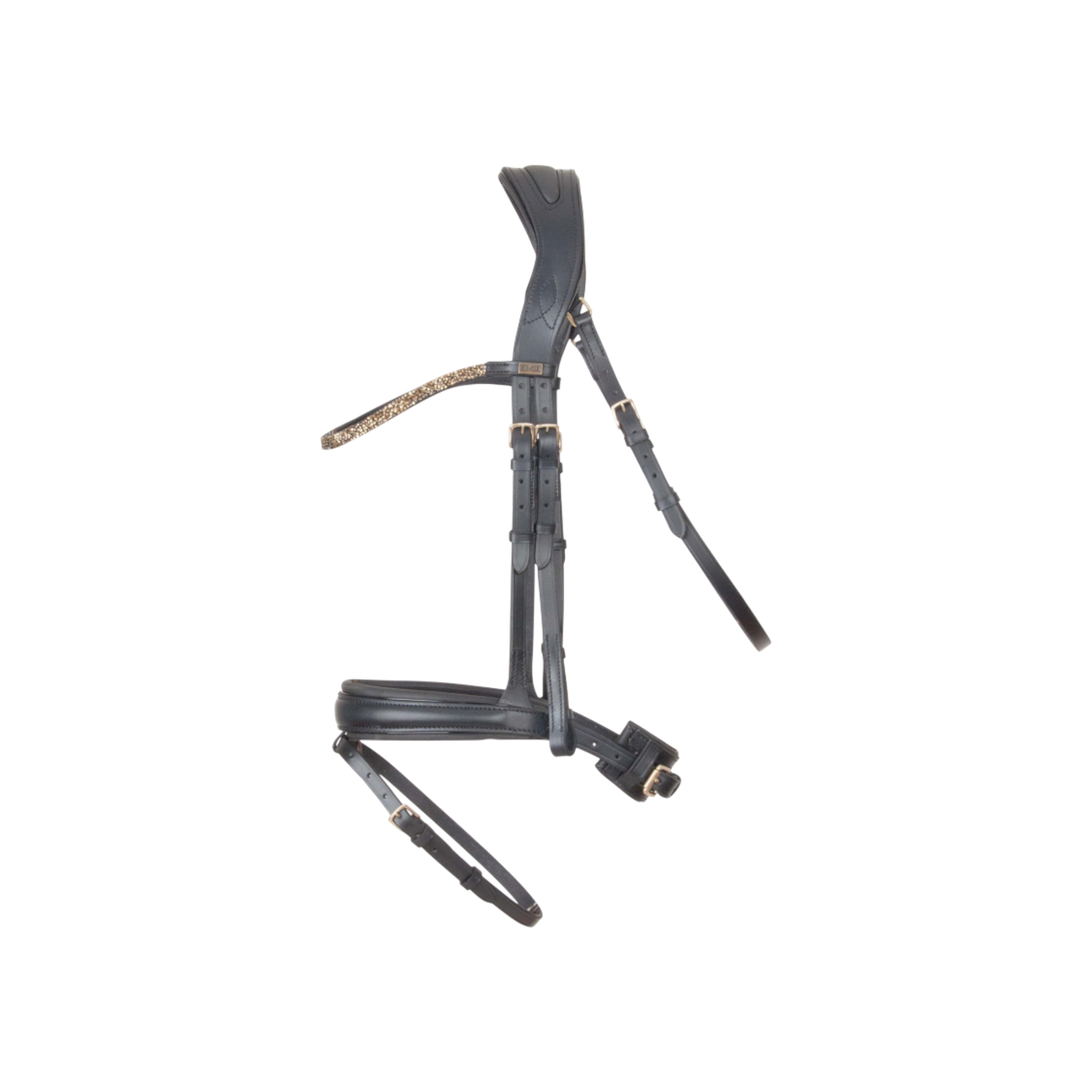 Bridon anatomique Hopper avec rênes noir doré