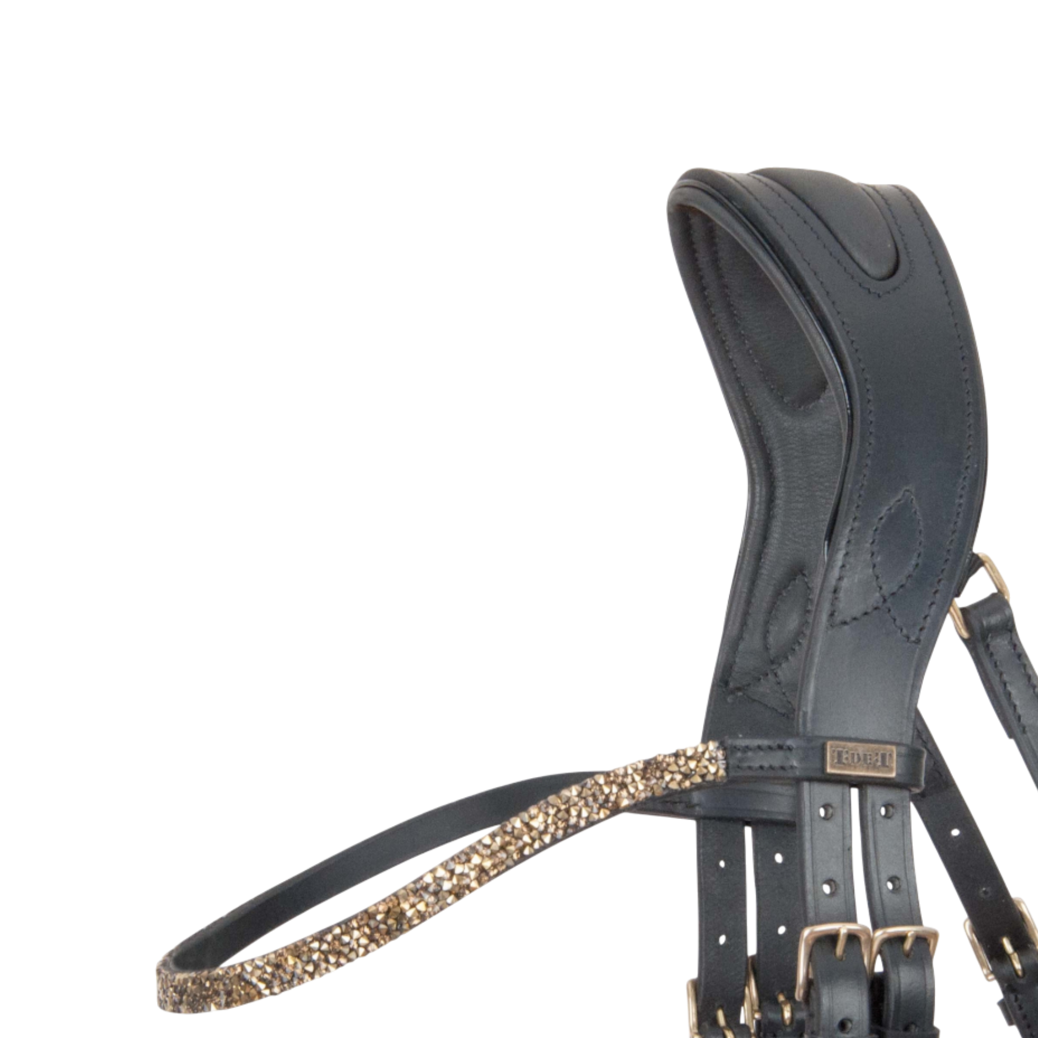 Bridon anatomique Hopper avec rênes noir doré