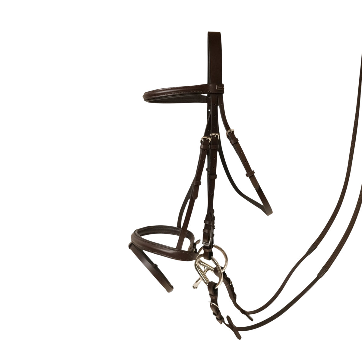TdeT - Bridon classique Sisley combiné avec rênes havane foncé