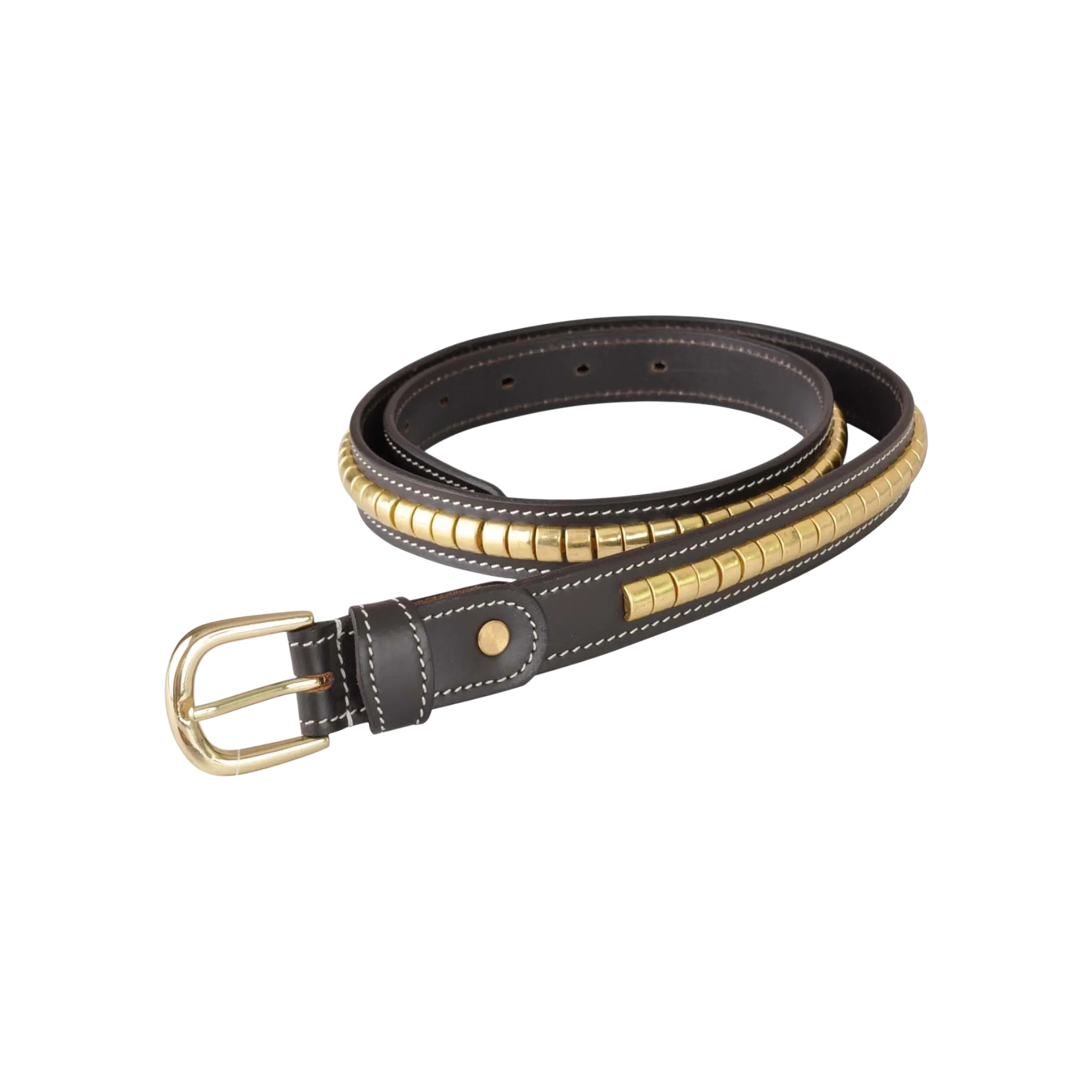 TdeT - Ceinture cuir Clincher havane foncé