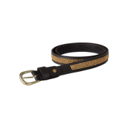 TdeT - Ceinture cuir Strass havane foncé