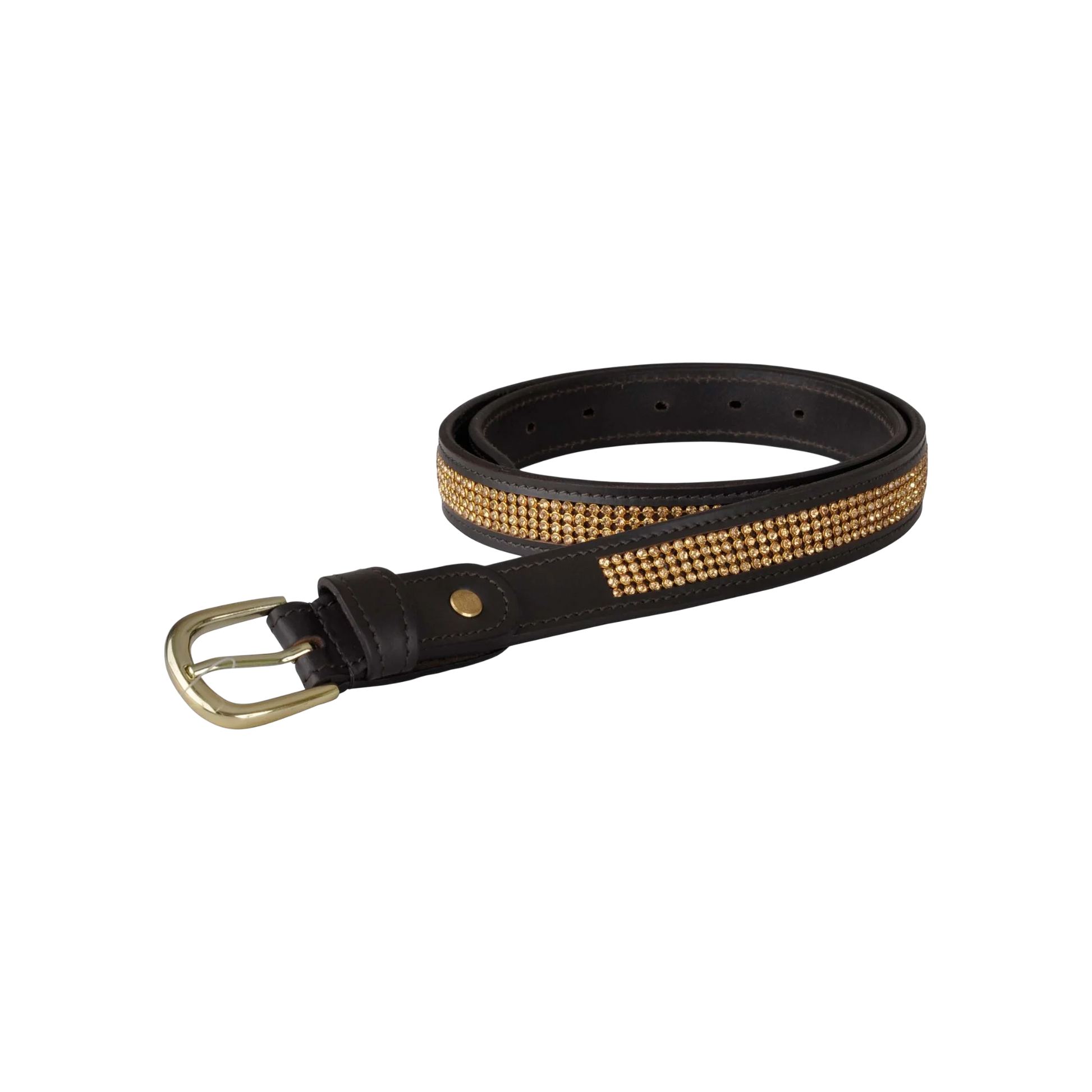 TdeT - Ceinture cuir Strass havane foncé