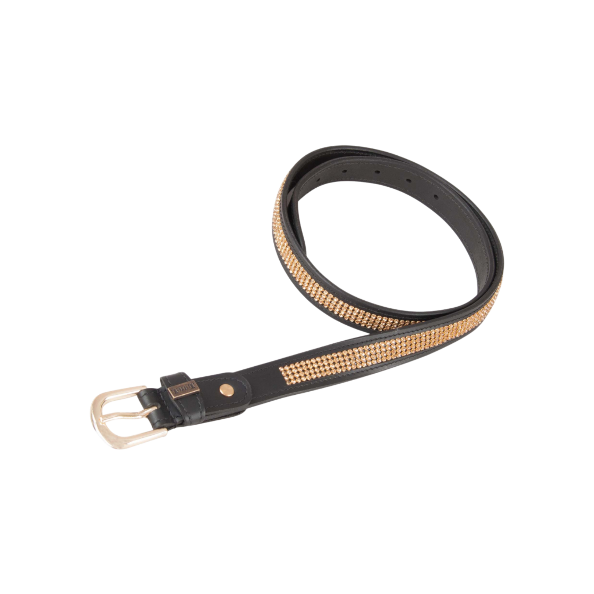 TdeT - Ceinture cuir Strass noir jaune