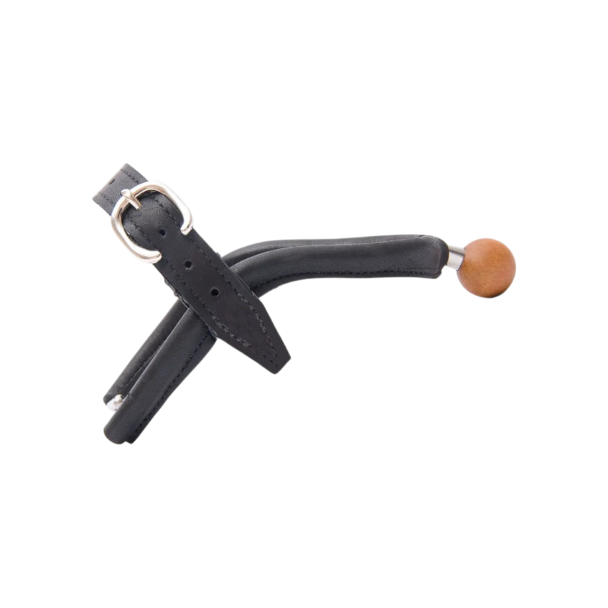 TdeT - Éperons TdeT cuir embout boule bois