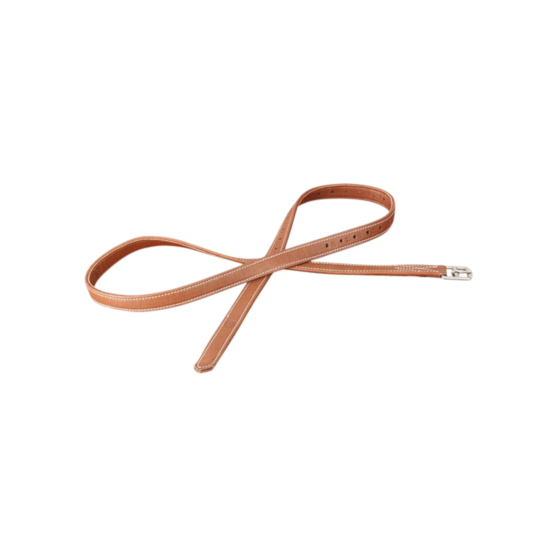 TdeT - Étrivières Luxe fines cuir tabac blanc