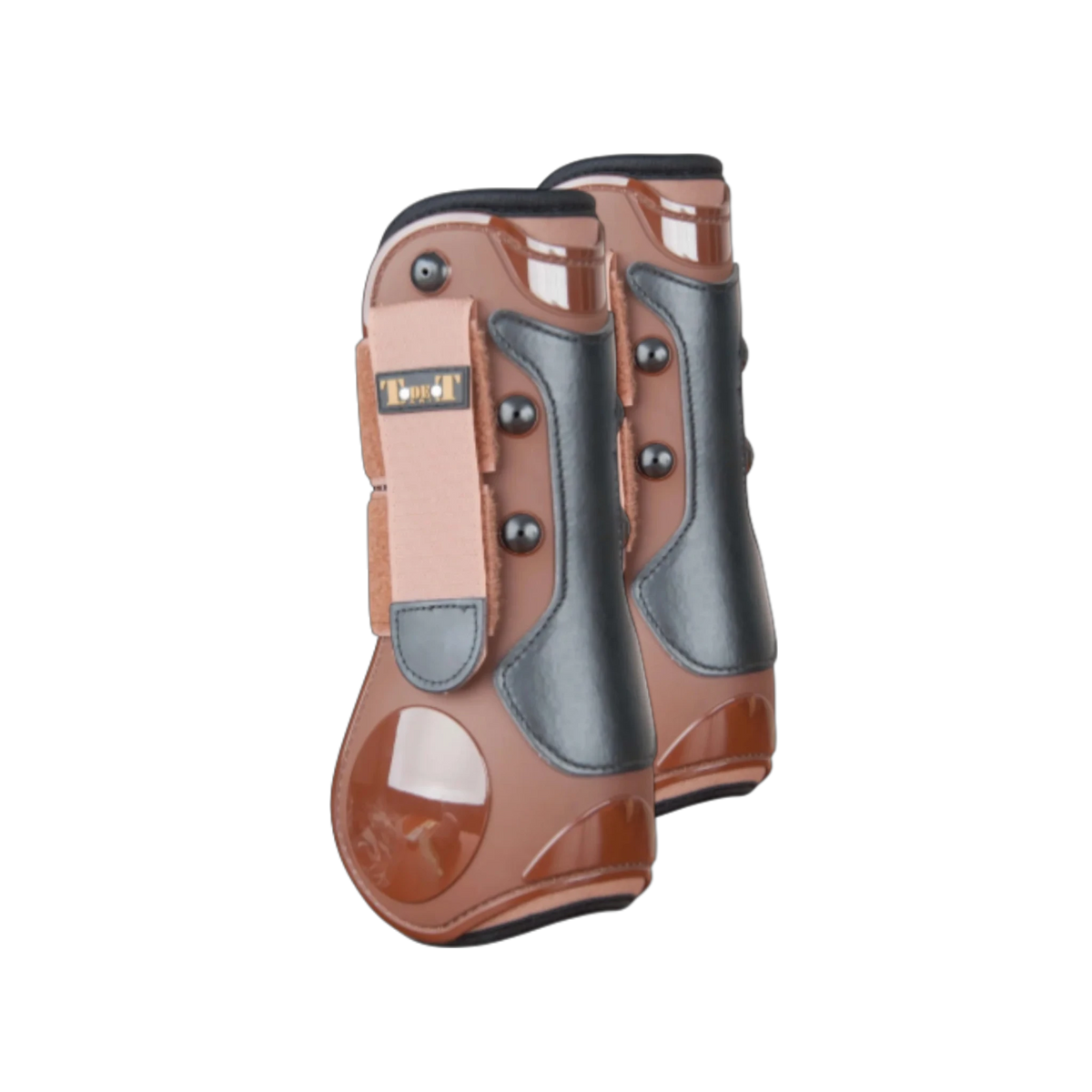 TdeT - Guêtres coque et cuir marron/ noir