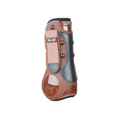 Guêtres coque et cuir marron/ noir