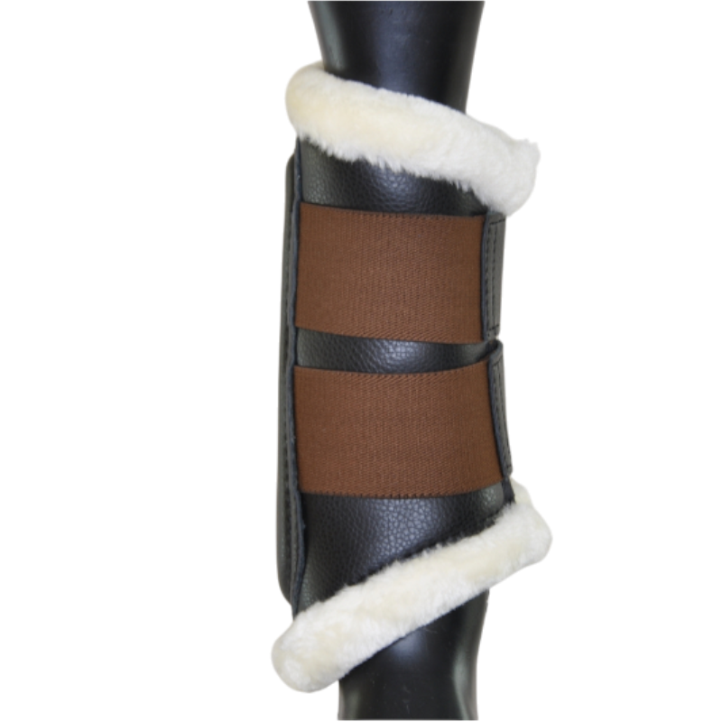 TdeT - Guêtres Dressage néoprène mouton antérieurs noir/ marron