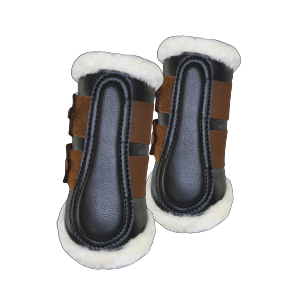 TdeT - Guêtres Dressage néoprène mouton antérieurs noir/ marron