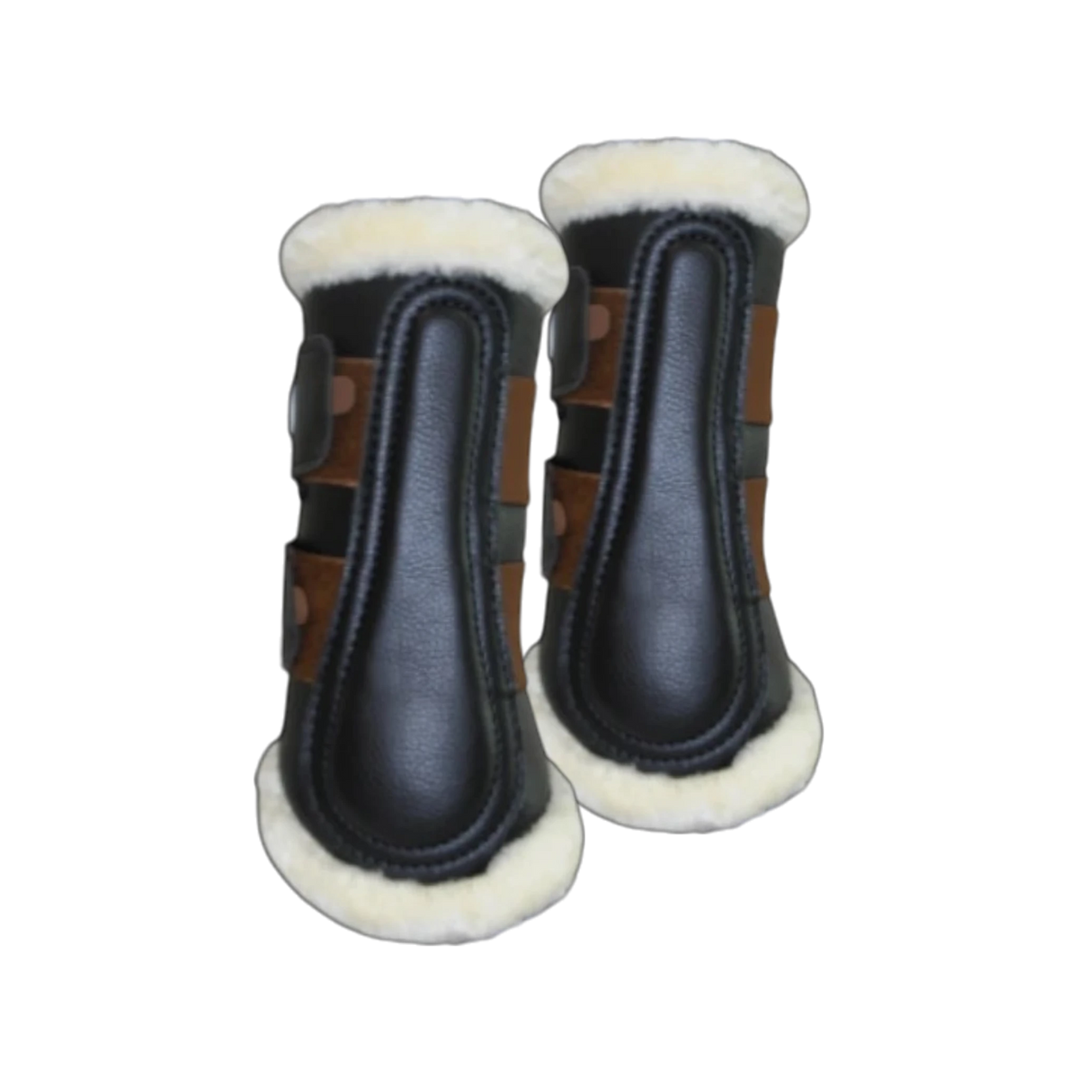 TdeT - Guêtres Dressage néoprène mouton postérieurs noir/ tabac