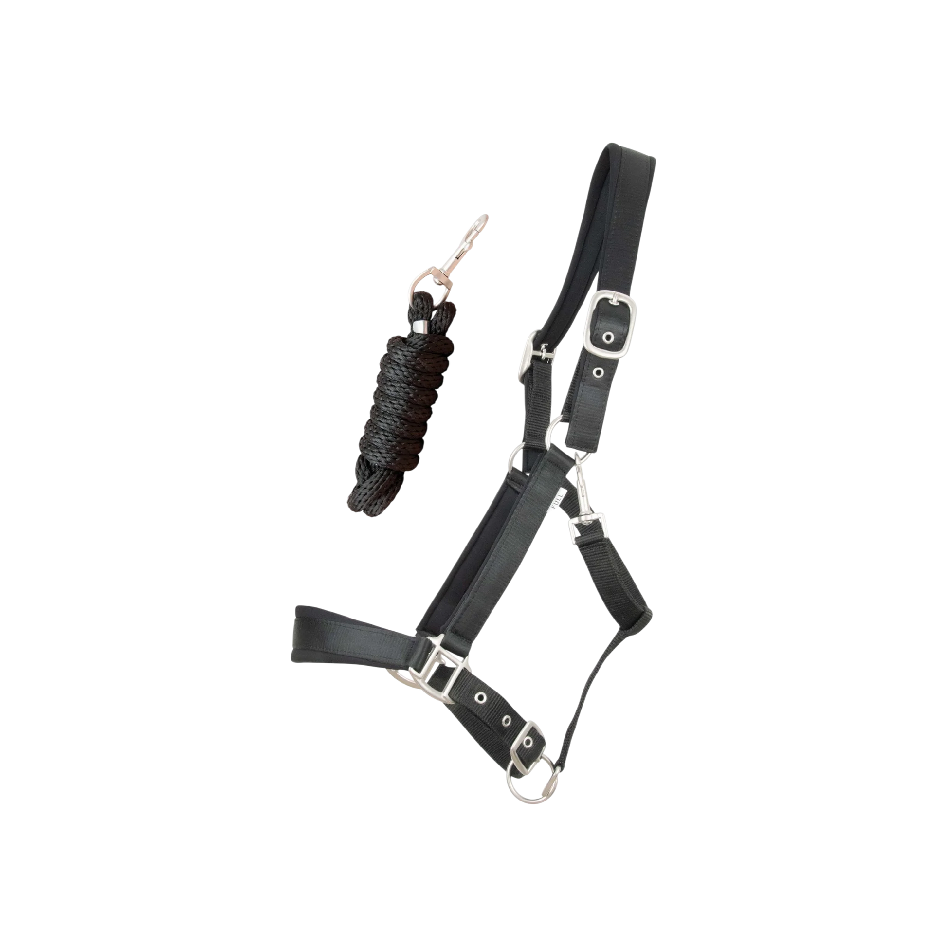 TdeT - Licol synthétique satiné doublé mousse et longe ronde noir