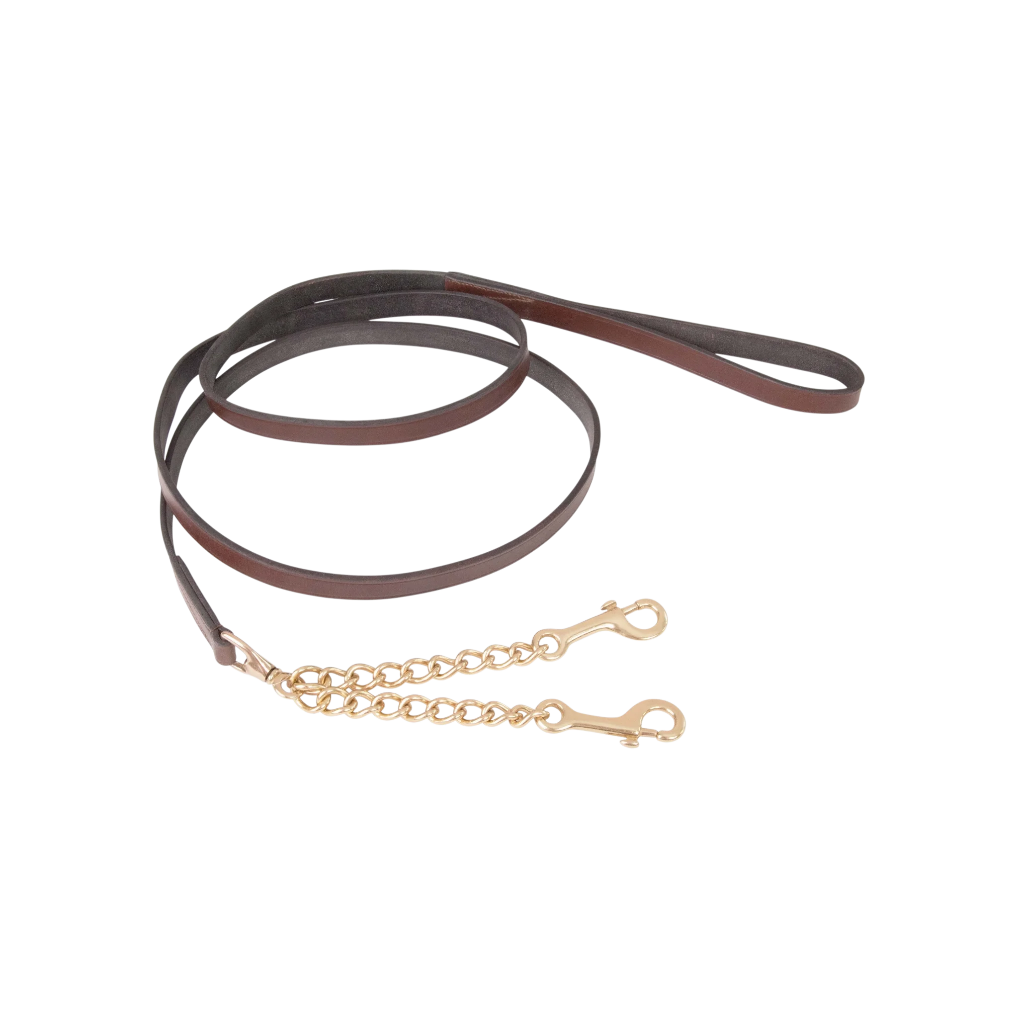 tdeT - Longe de présentation cuir double chaînette tabac