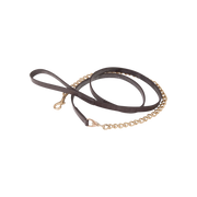 TdeT - Longe de présentation cuir simple chaînette havane foncé