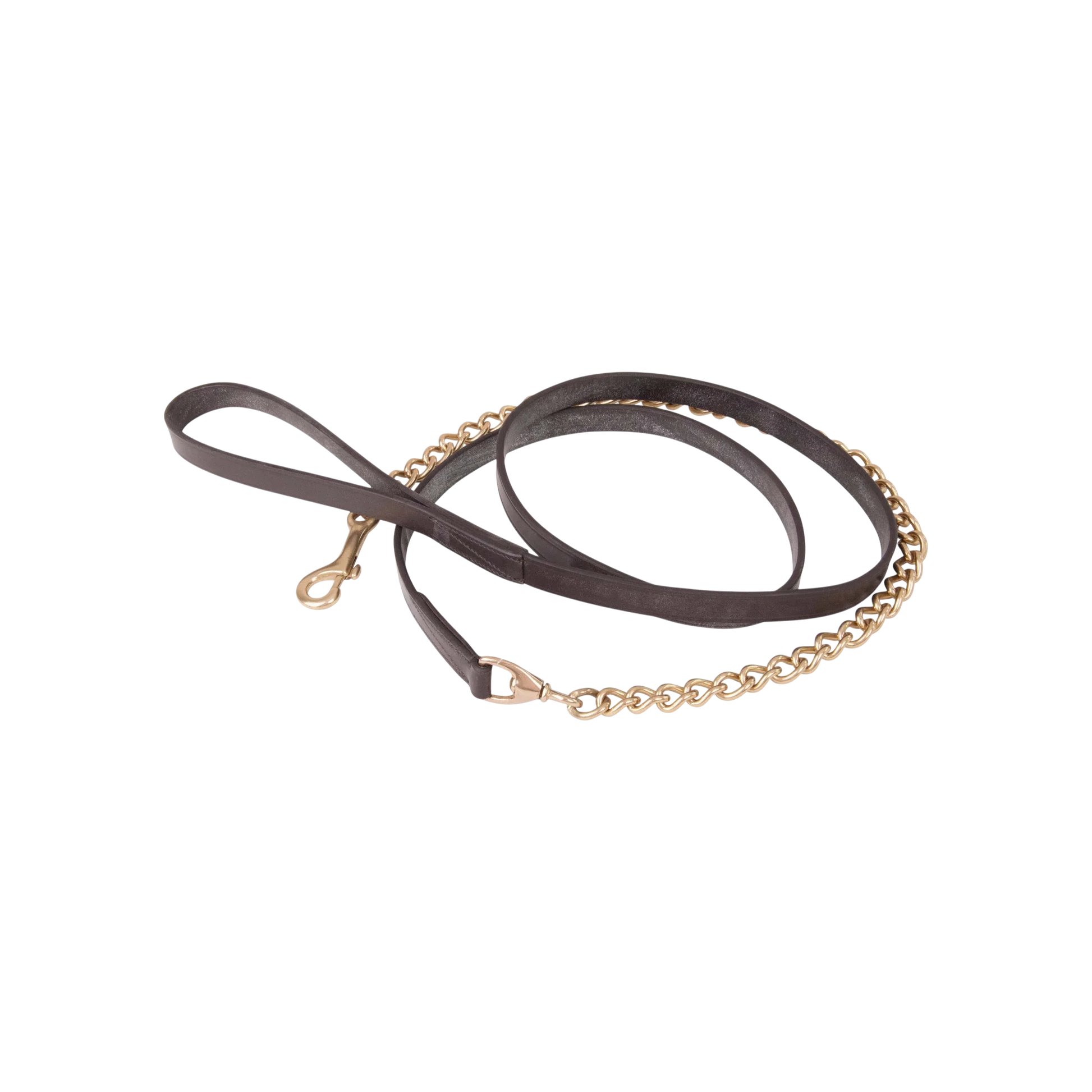 TdeT - Longe de présentation cuir simple chaînette havane foncé