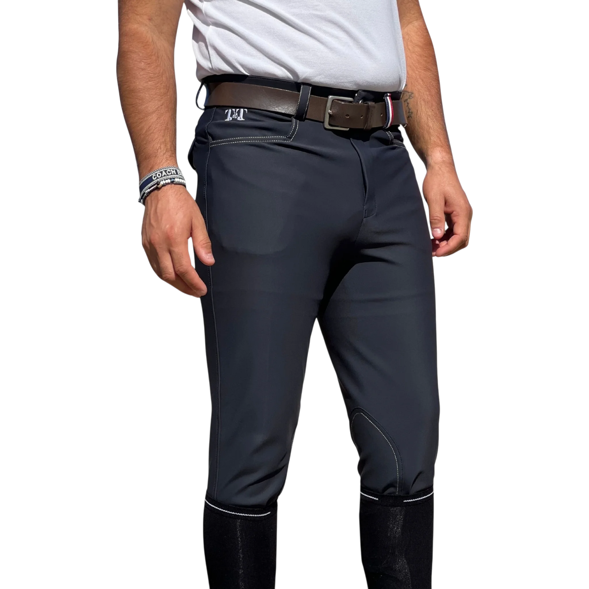 TdeT - Pantalon d'équitation homme Ultime basanes tissu marine
