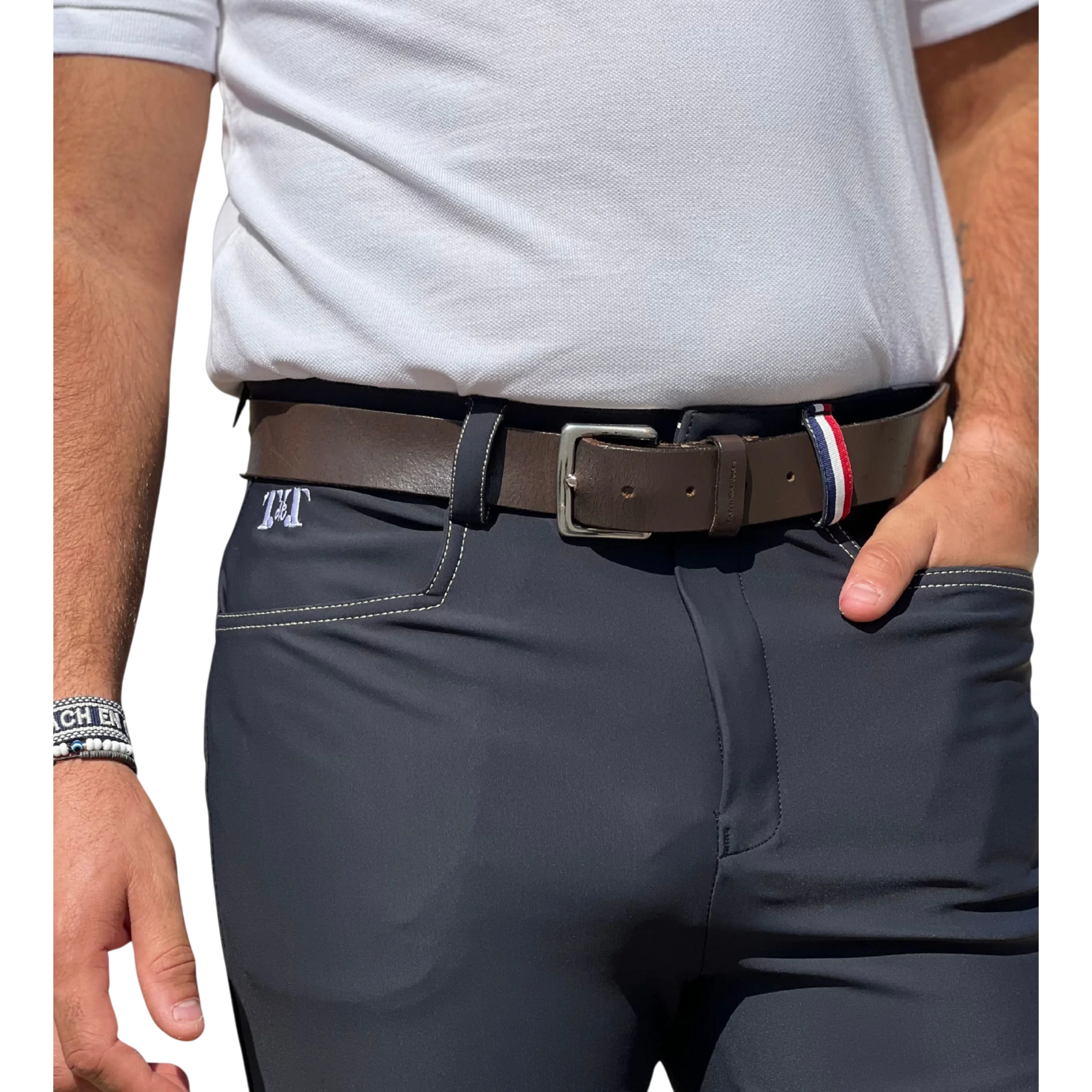 TdeT - Pantalon d'équitation homme Ultime basanes tissu marine