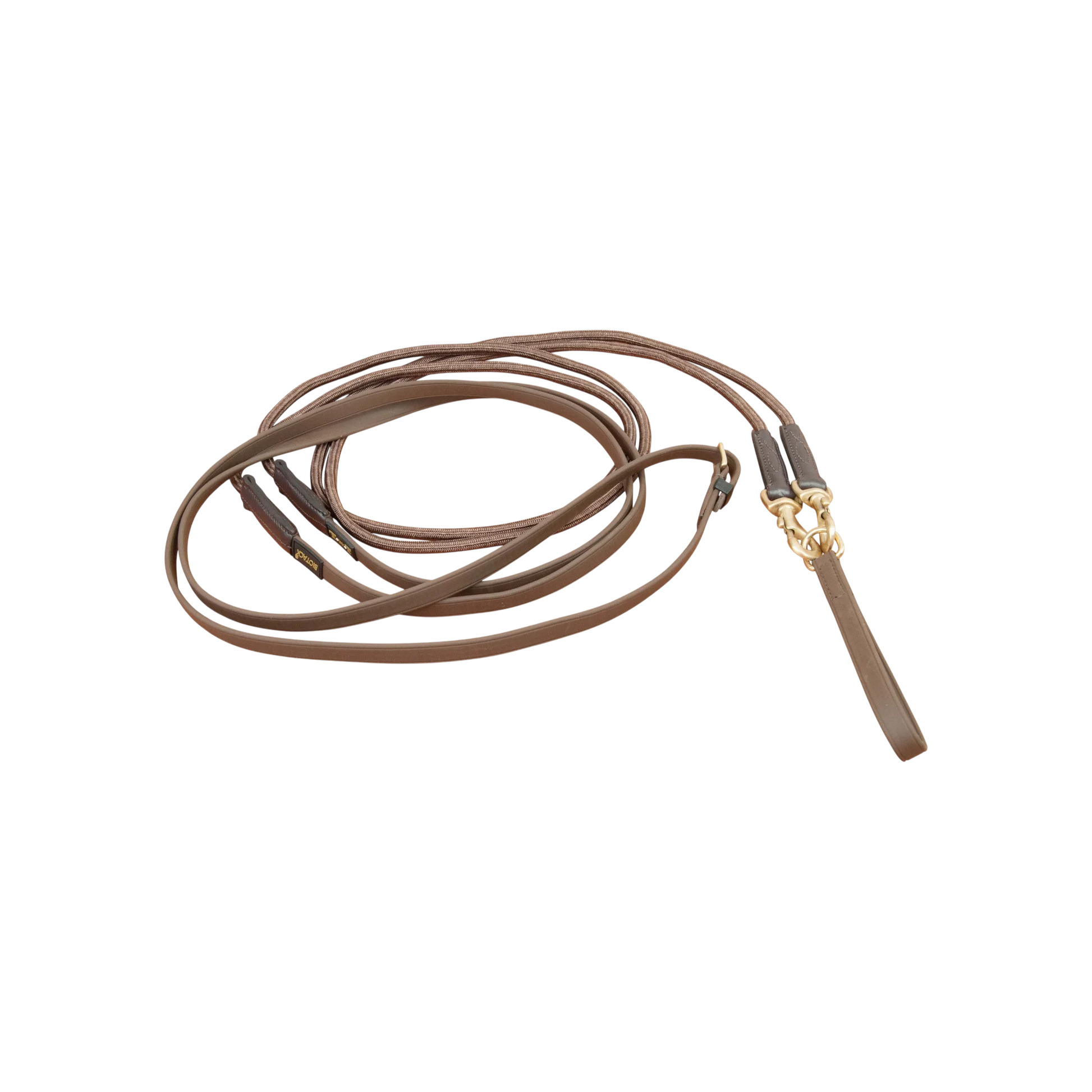 TdeT - Rênes allemandes Biotack® et corde marron uni