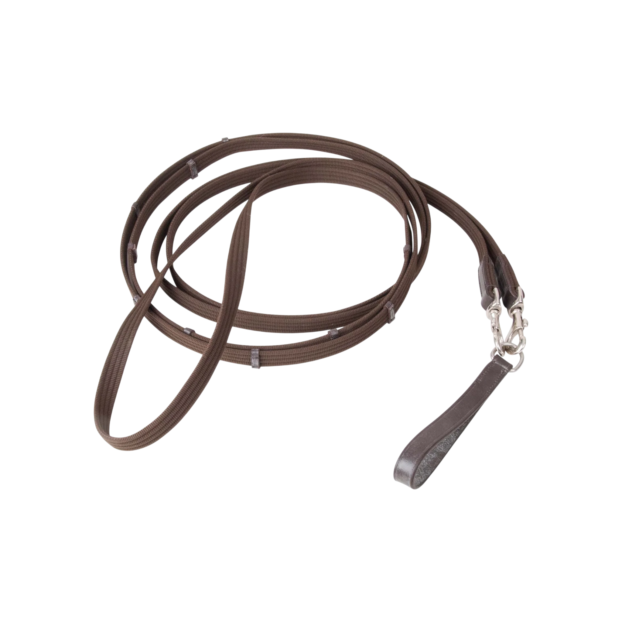 TdeT - Rênes allemandes sangle mousqueton havane foncé