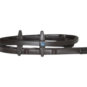 TdeT - Rênes caoutchouc micro picots à arrêtoirs havane foncé