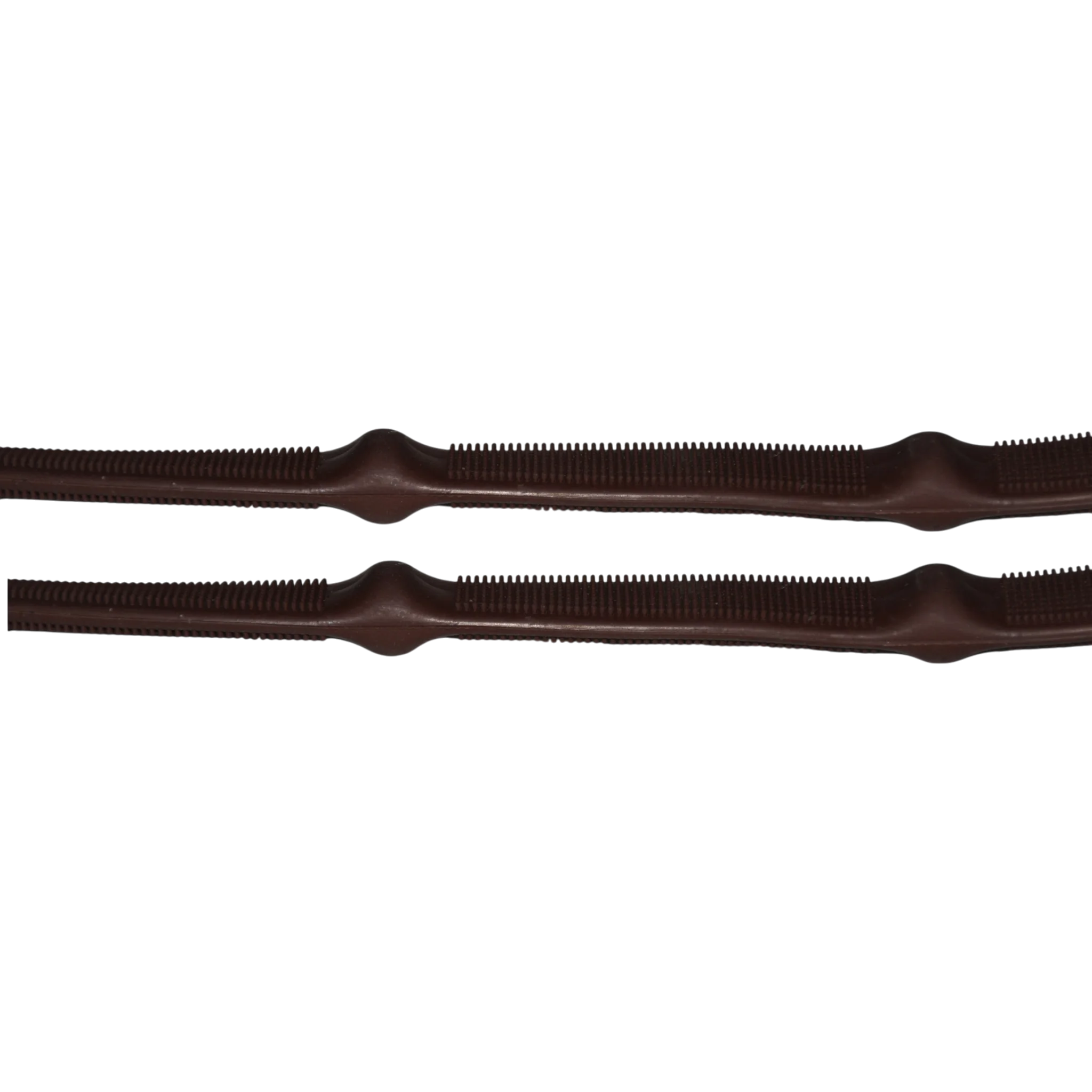 TdeT - Rênes caoutchouc micro picots à arrêtoirs havane foncé