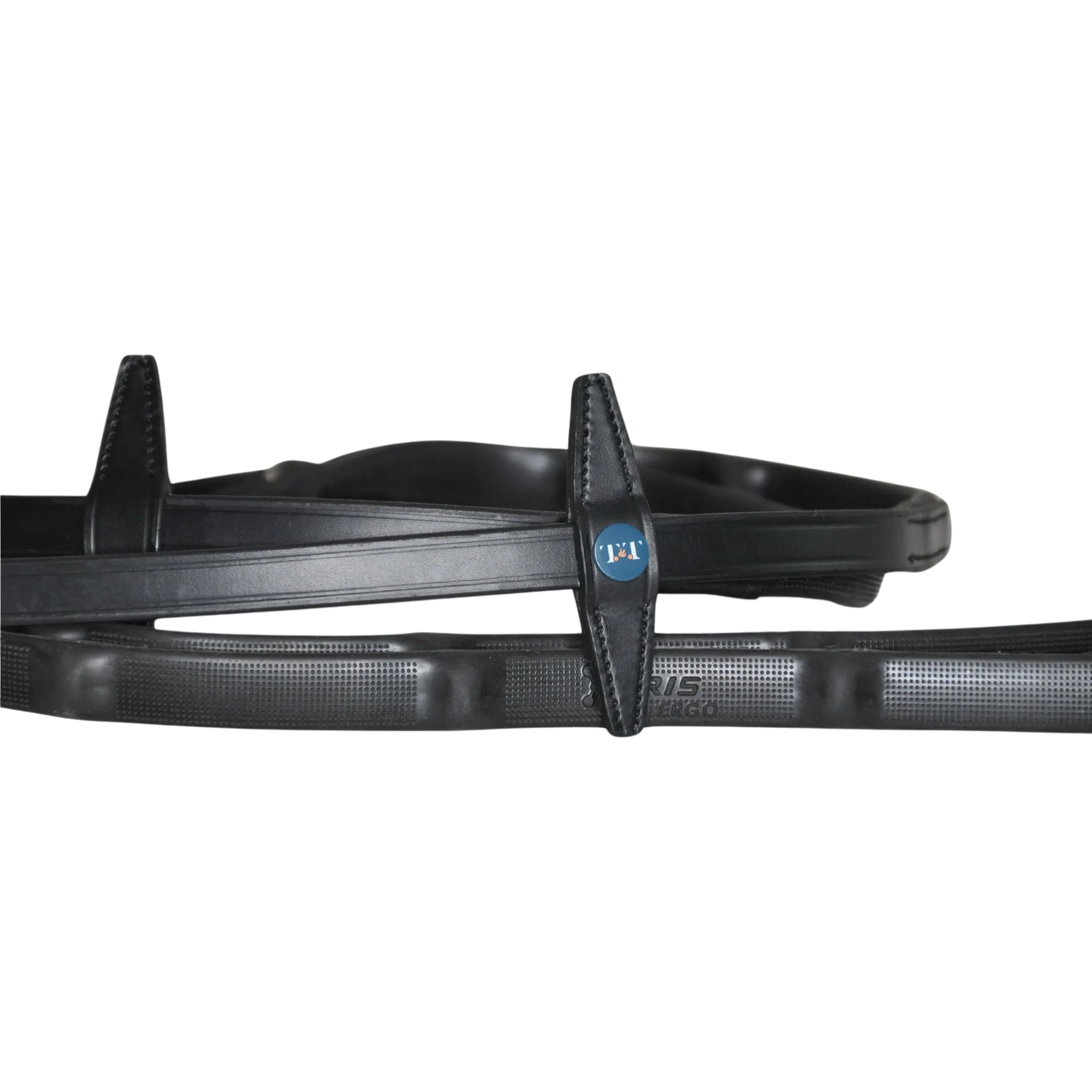 TdeT - Rênes caoutchouc micro picots à arrêtoirs noir