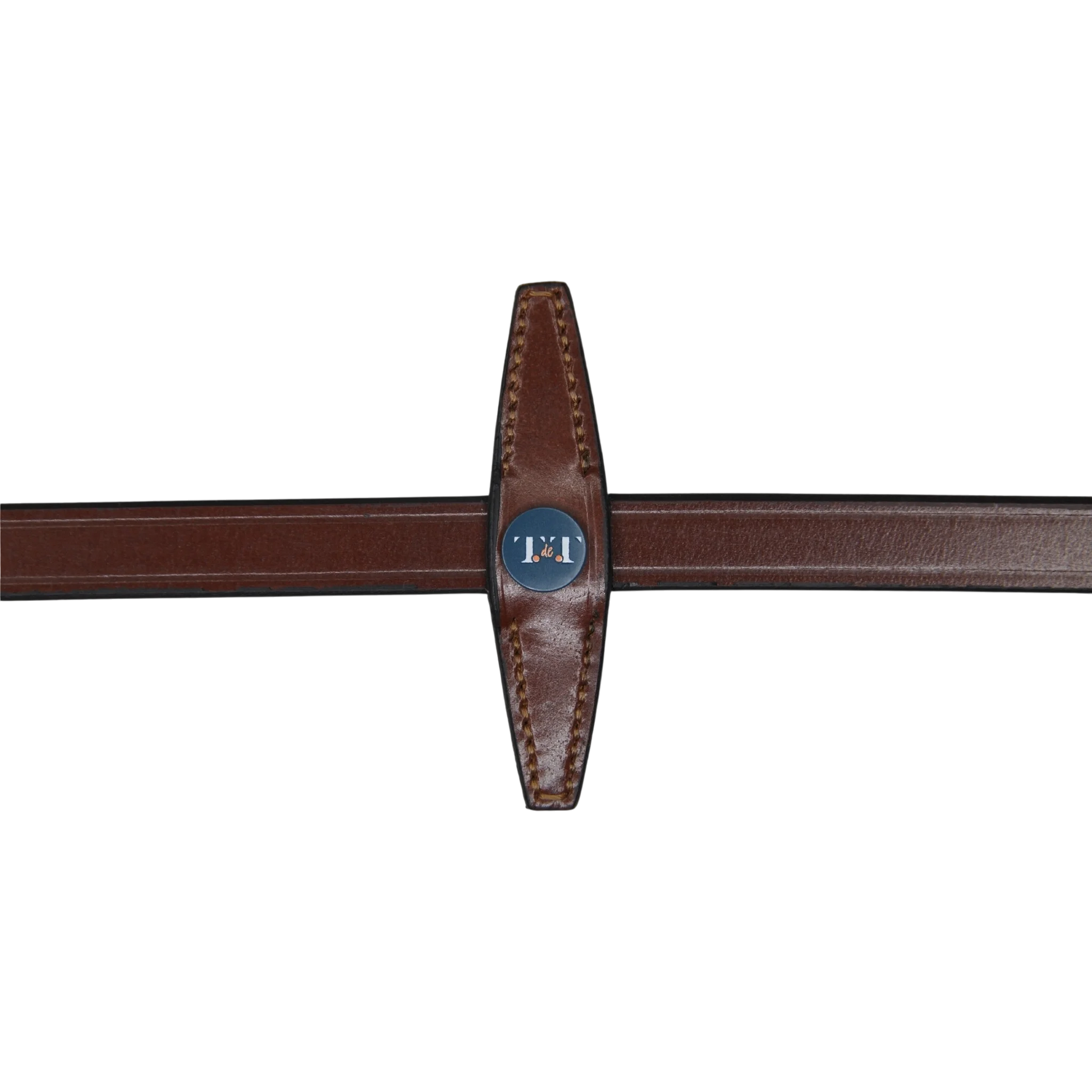 TdeT - Rênes caoutchouc micro picots à arrêtoirs tabac