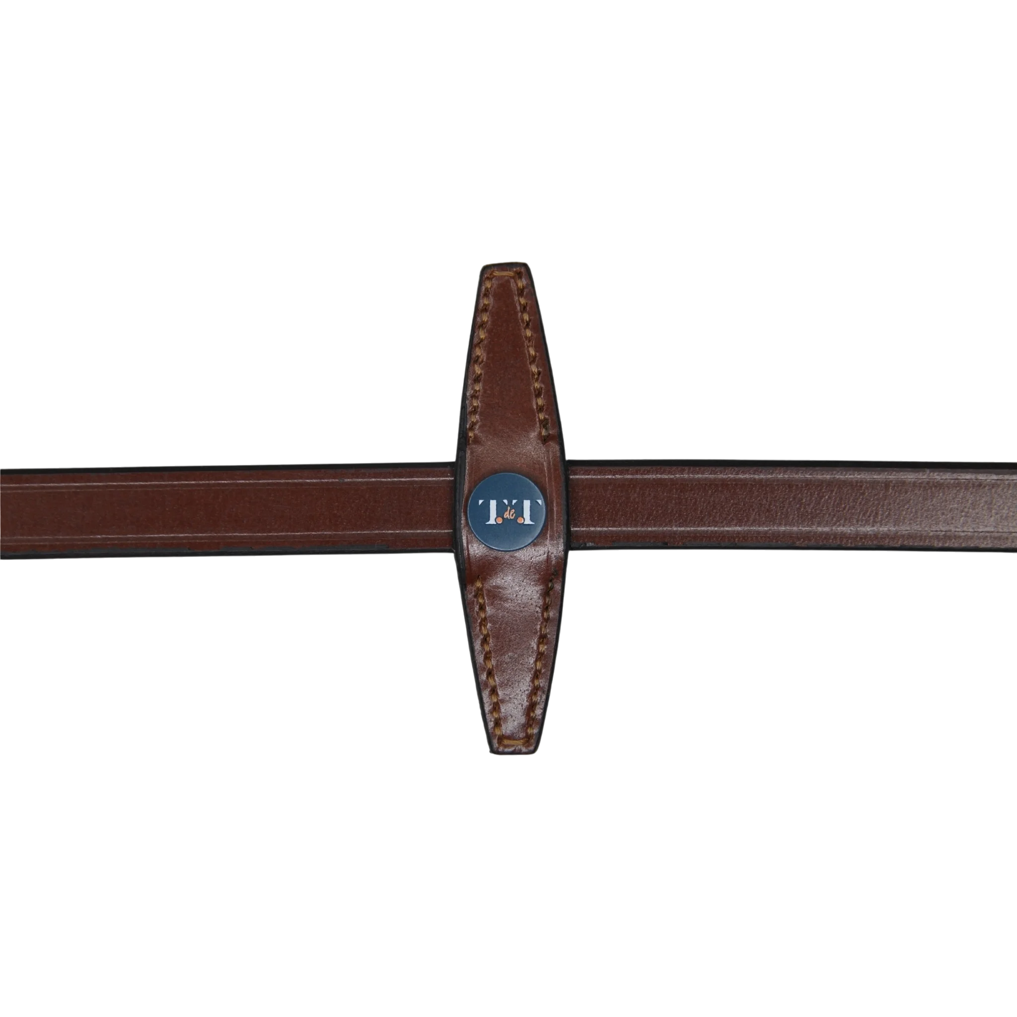 TdeT - Rênes caoutchouc micro picots à arrêtoirs tabac