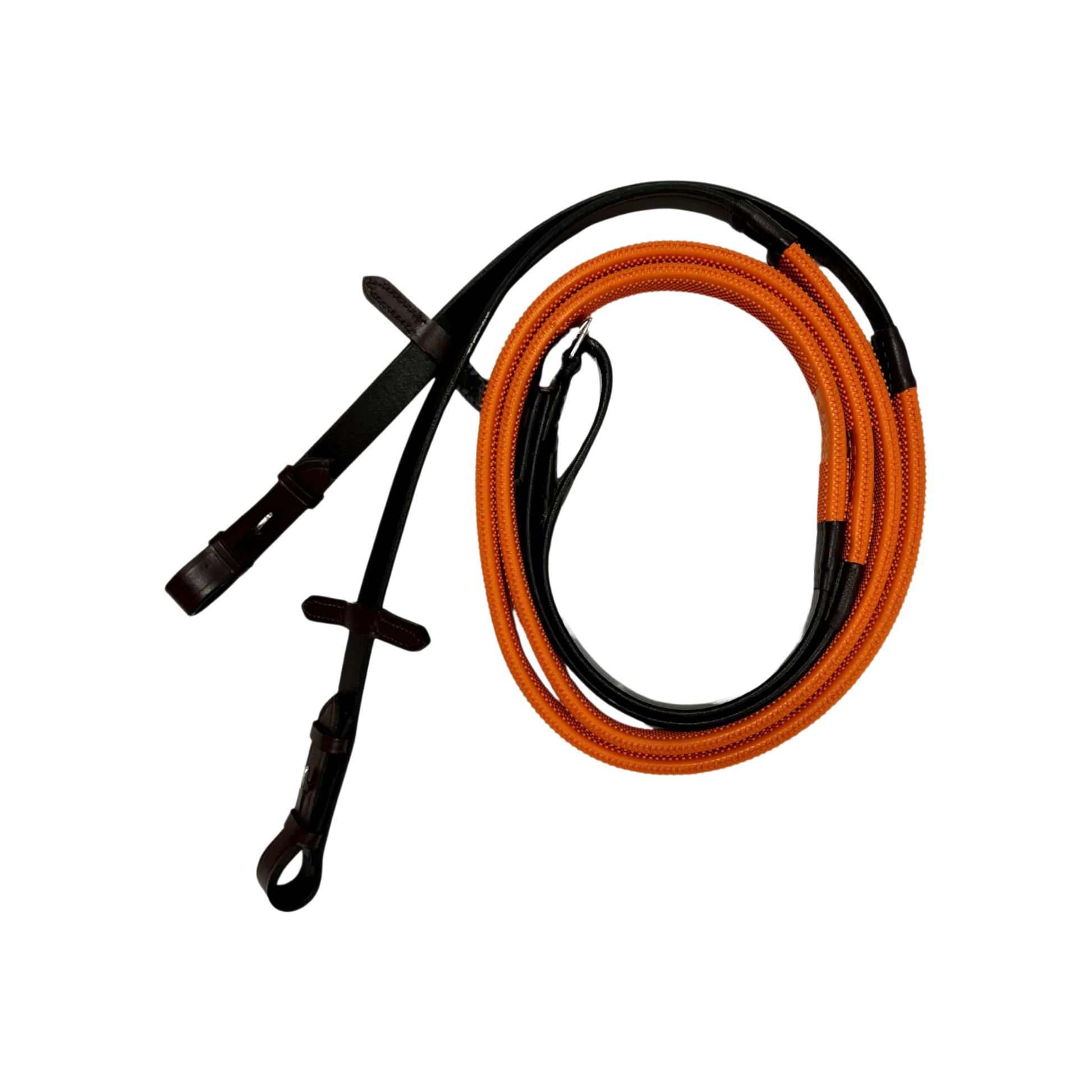 TdeT - Rênes caoutchouc orange petits picots