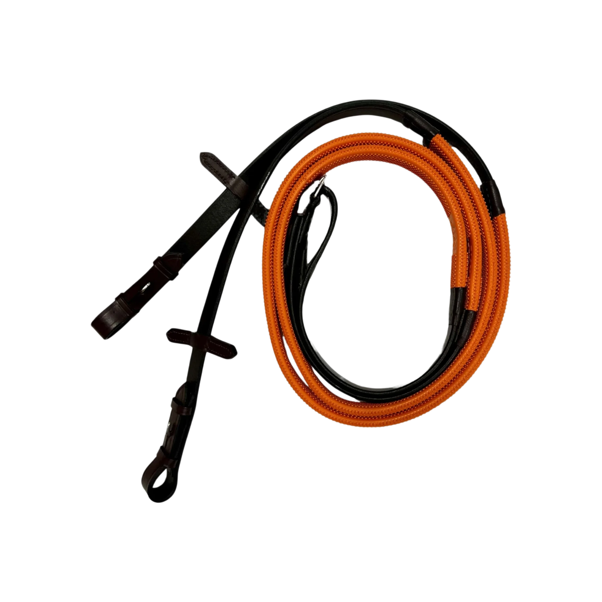 TdeT - Rênes caoutchouc orange petits picots