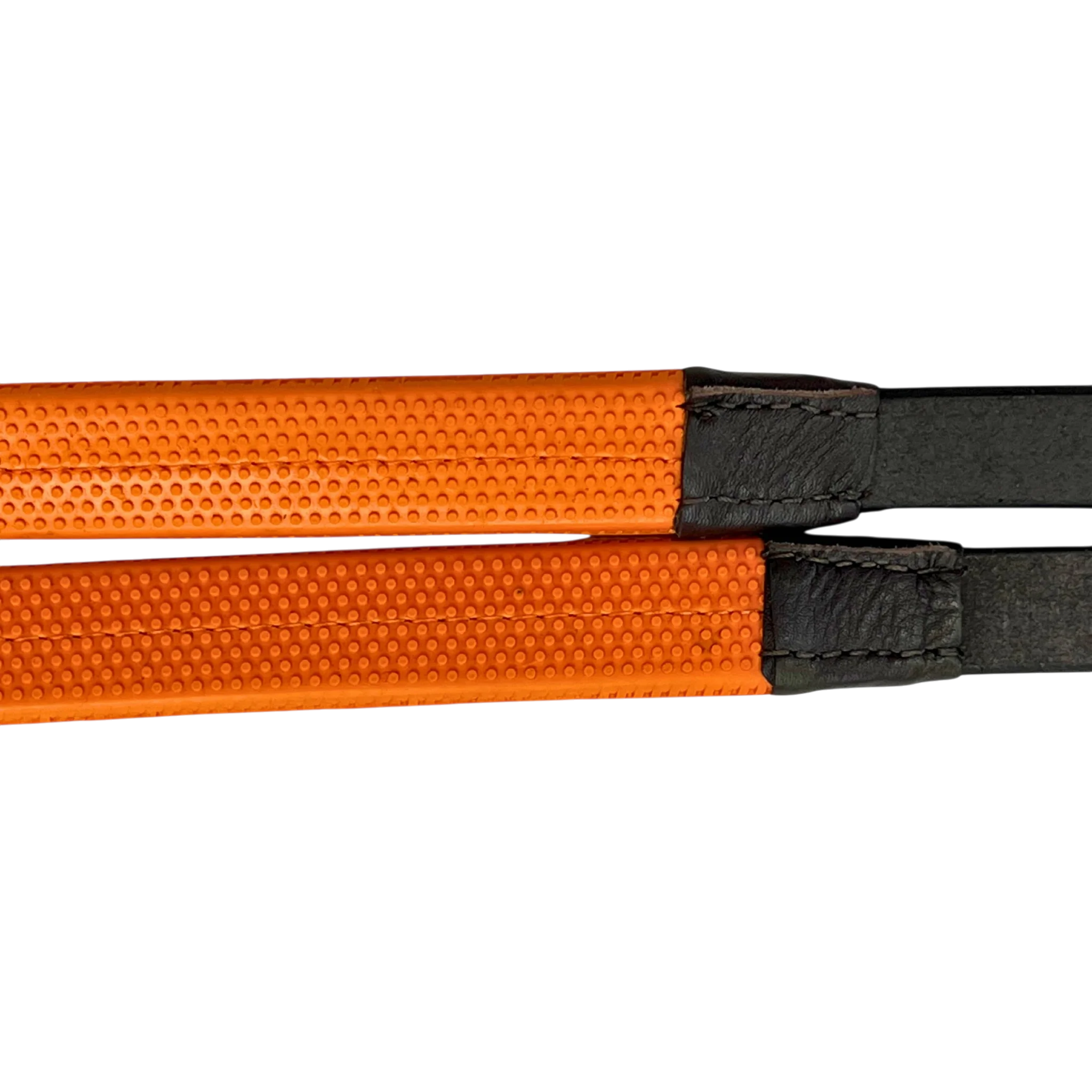 TdeT- Rênes caoutchouc orange petits picots