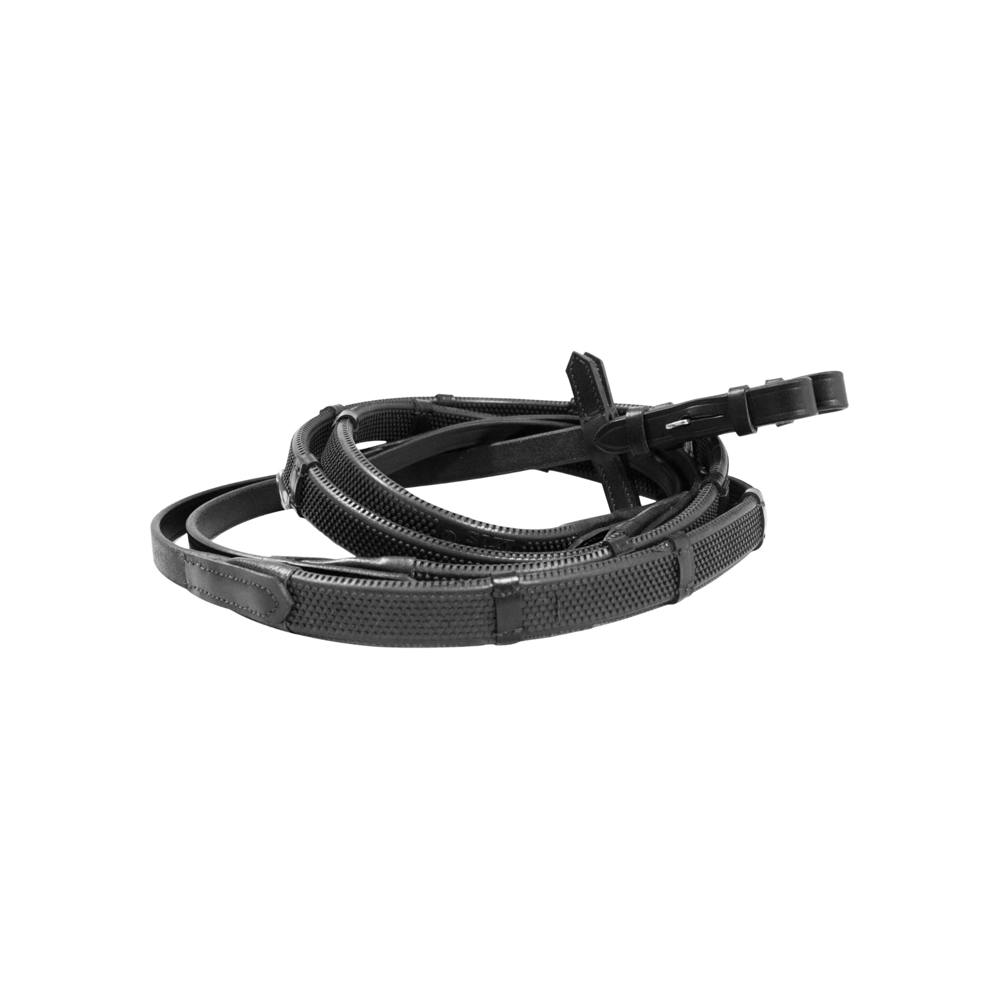 TdeT - Rênes caoutchouc petits picots à arrêtoirs noir