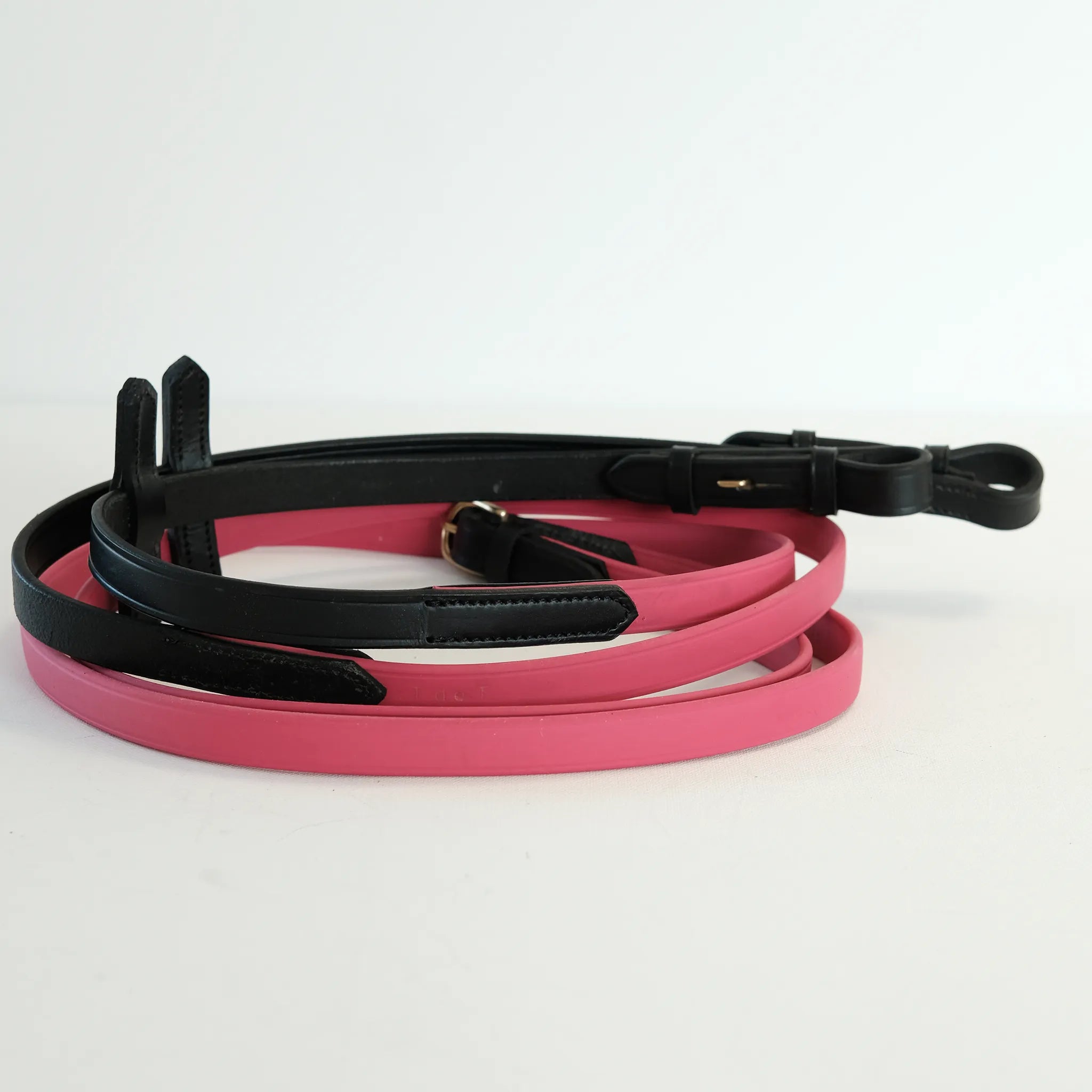 TdeT - Rênes cuir biotack rose fuschia