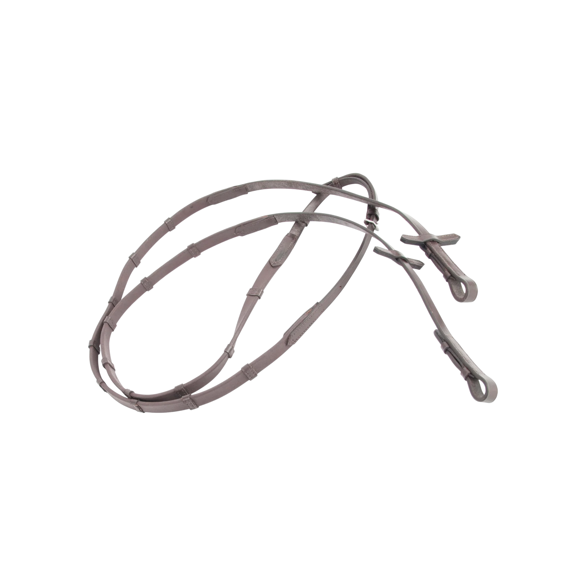 TdeT - Rênes ultra-grip à arrêtoirs havane foncé