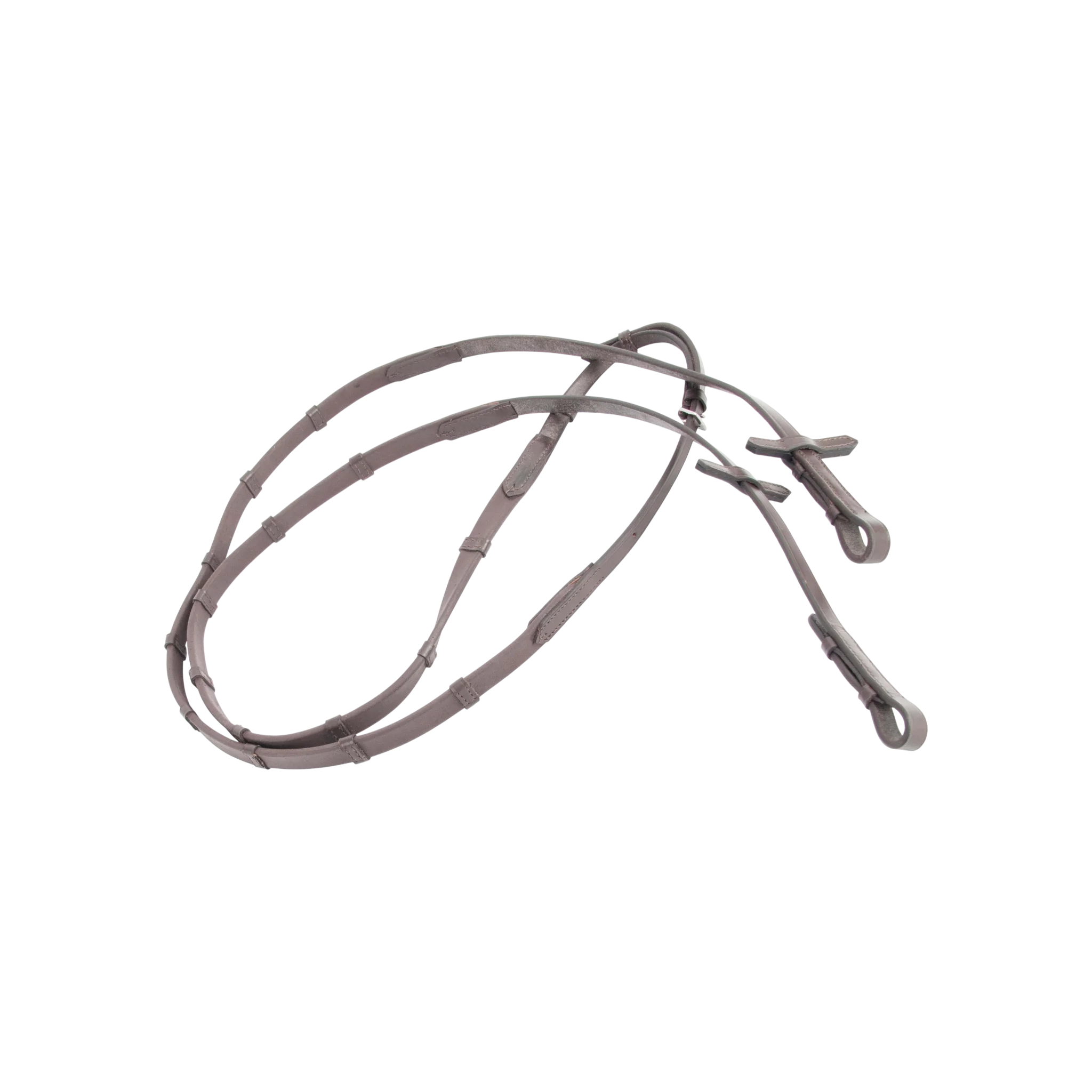 TdeT - Rênes ultra-grip à arrêtoirs havane foncé