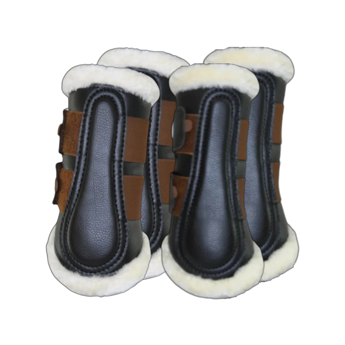 TdeT - Set guêtres fermées dressage néoprène mouton noit tabac
