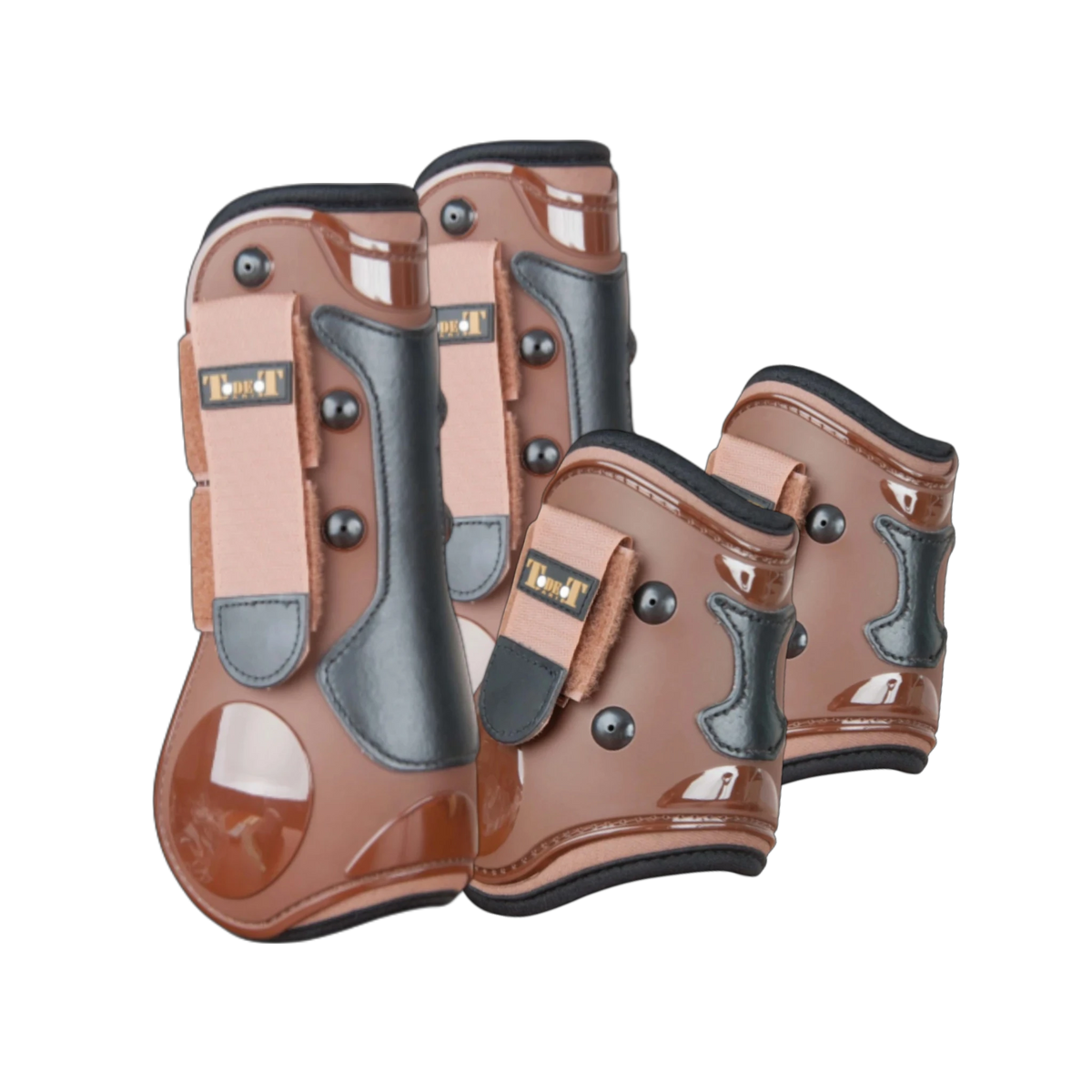 TdeT - Set guêtres et protège-boulets coque et cuir marron/ noir