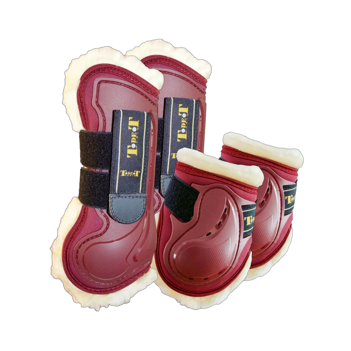 TdeT - Set guêtres et protège-boulets Design mouton bordeaux